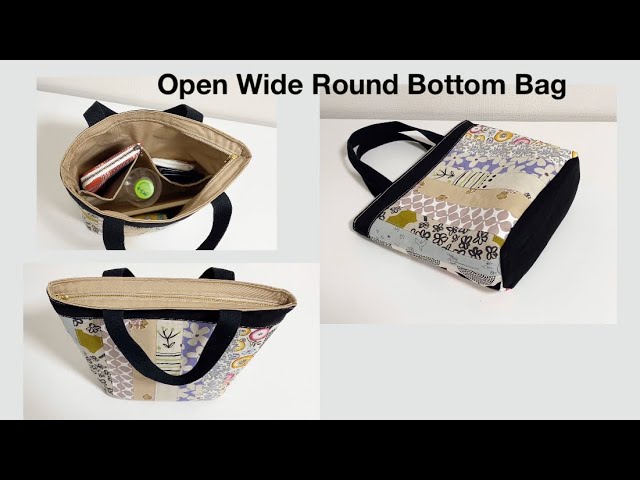 大きく開く丸底バッグ】ハギレ活用 ファスナー付きバッグの作り方