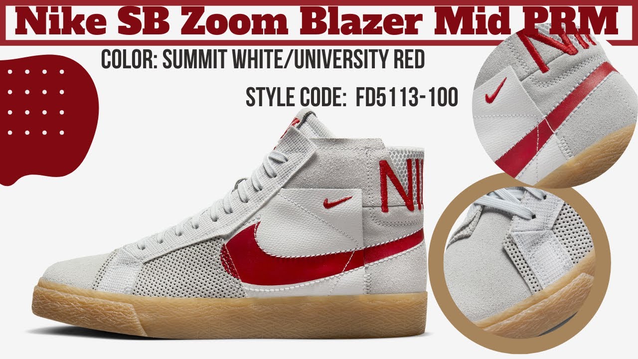 Nike SB Zoom Blazer Mid PRM Summit White/University Red FD5113-100