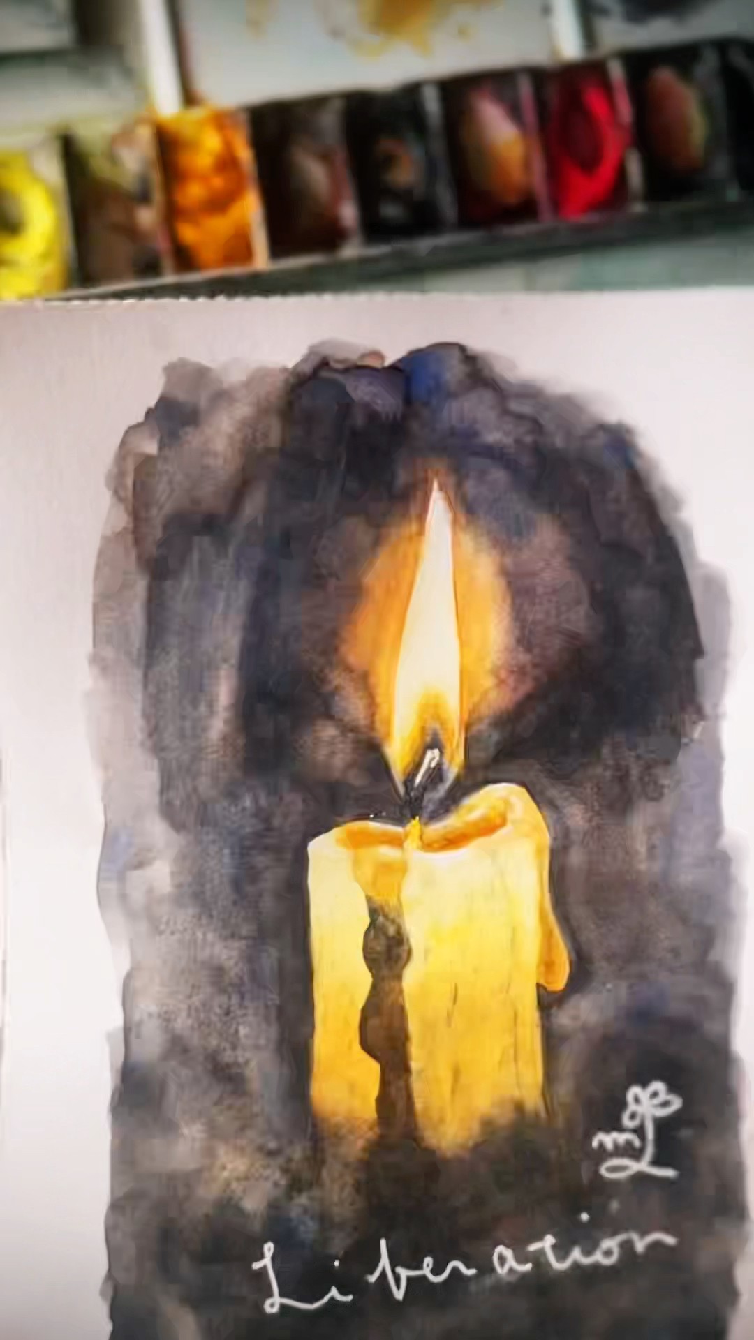 How to draw a candle in watercolor 🕯️ #watercolorillustration