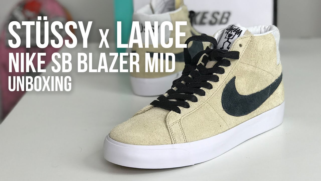 Nike SB x Stussy x Lance Zoom Blazer Mid QS Sneaker Unboxing - YouTube