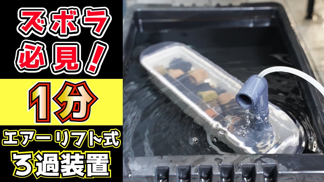 100均DIY！エアーリフト式ろ過装置をほぼ加工無しで作る方法！電気代0