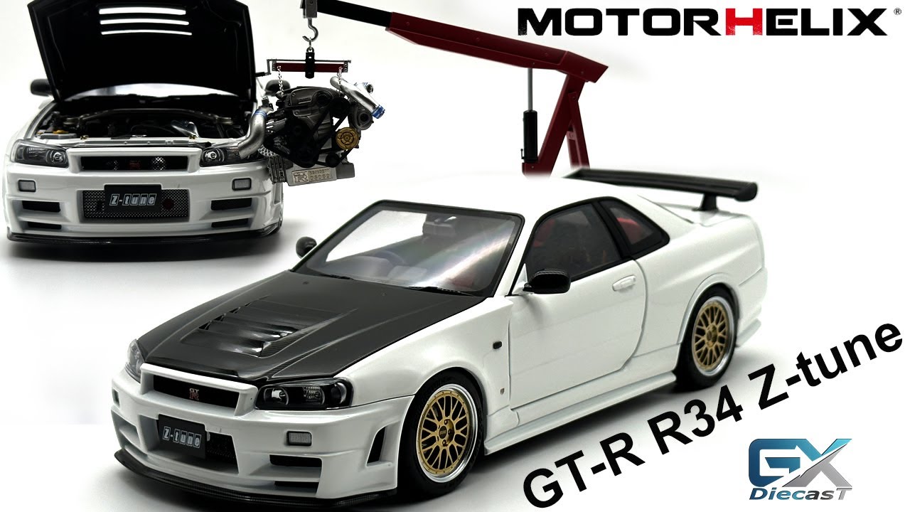 1/18 MOTORHELIX Nissan Skyline Nismo GT-R R34 Z-tune (WHITE) - YouTube