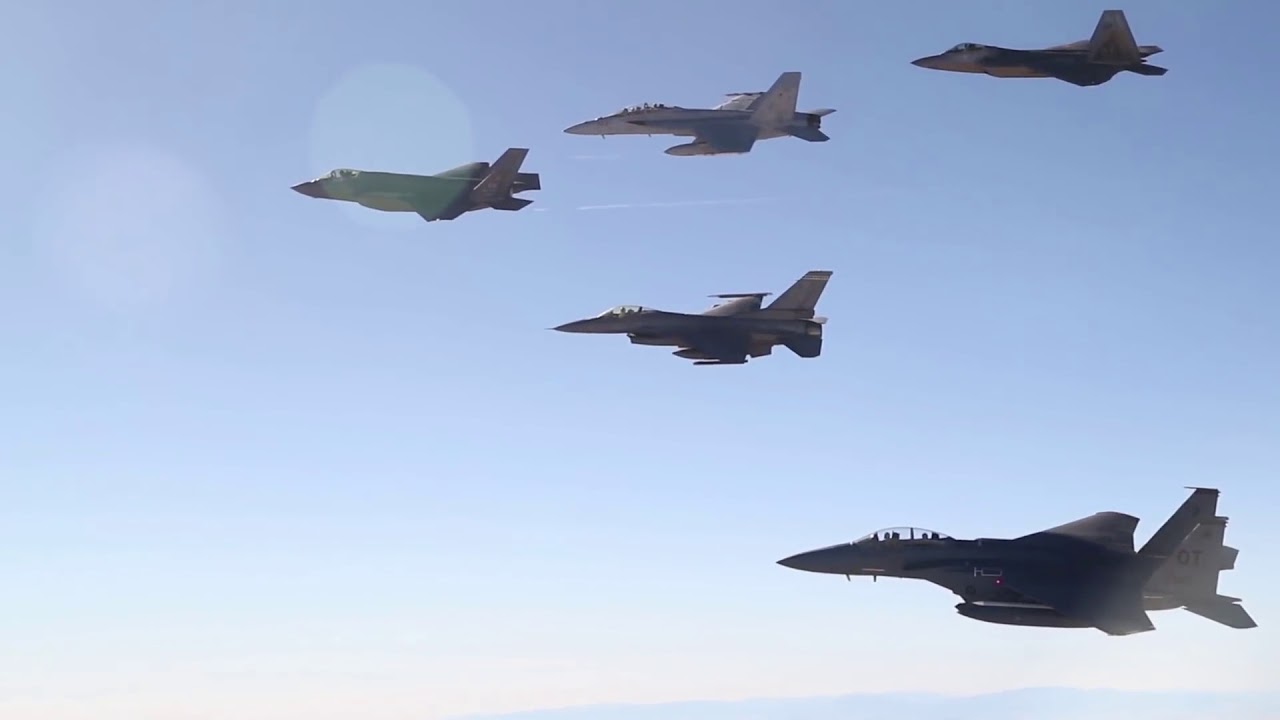 Five Major Fighter Aircraft Types Together in Formation! F-15 , F