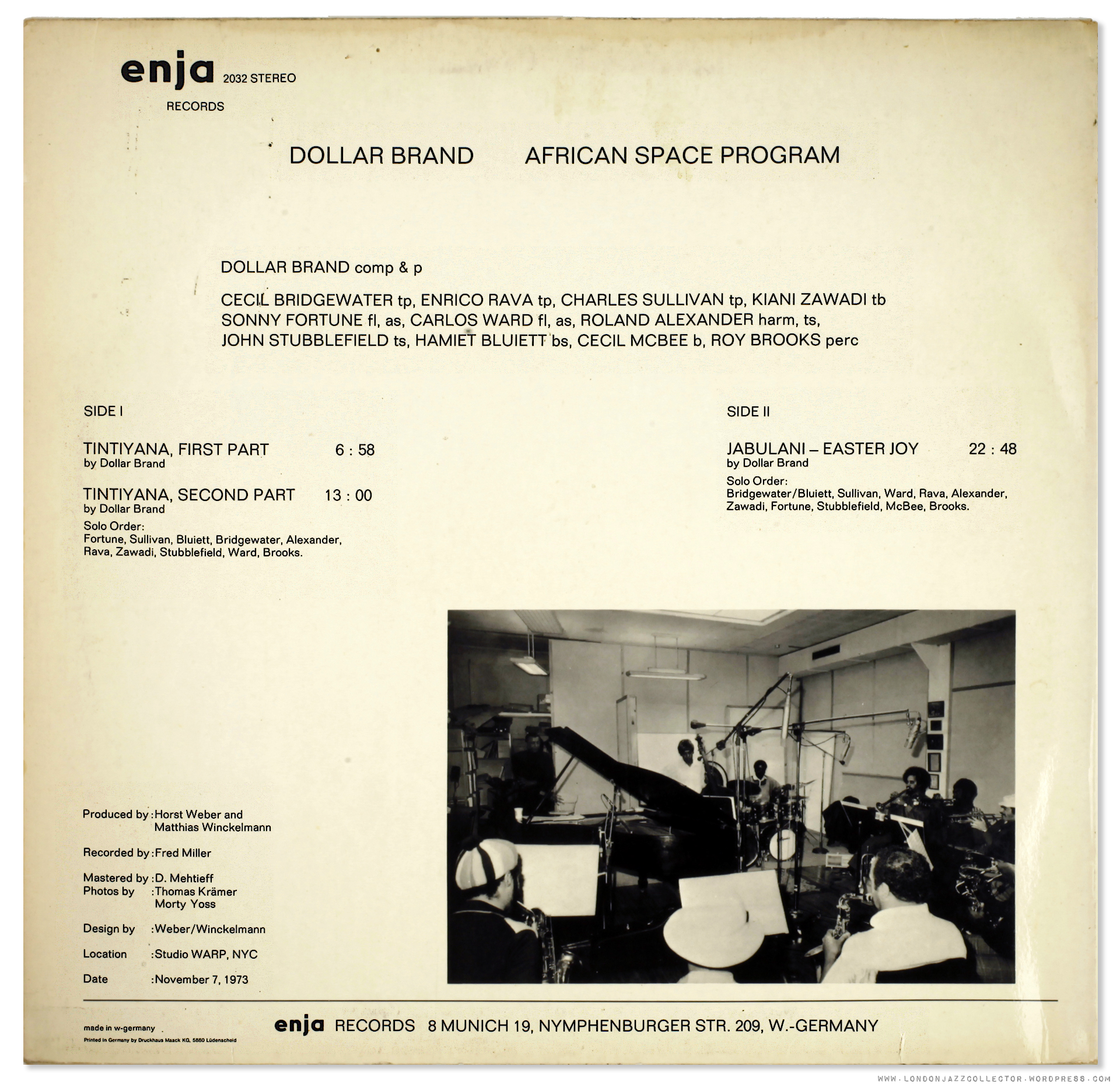 Dollar Brand: African Space Program (1973) Enja | LondonJazzCollector