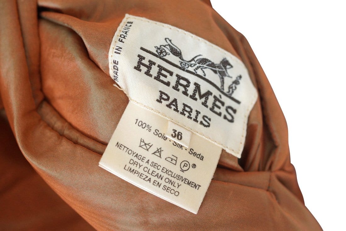 Hermes Vintage Wadded Jacket Silk Moire Burnt Pumpkin 36 | Mightychic