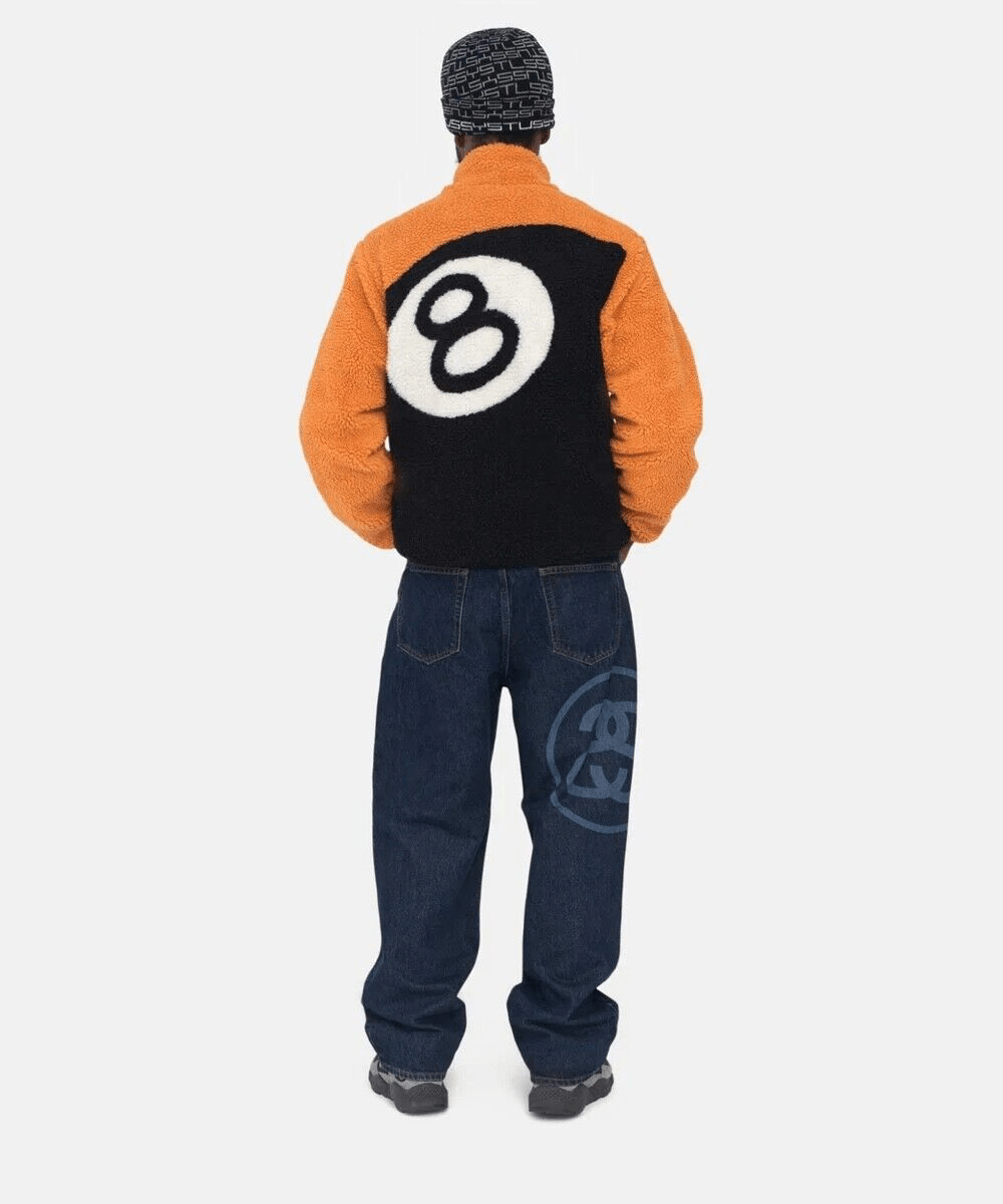 Stussy 8 Ball Sherpa Reversible Jacket 'Orange'