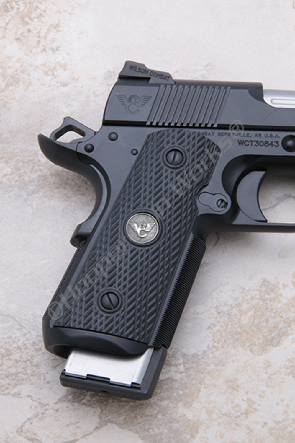 Wilson Combat 737-CP-FB-BLK Grips, 1911 Compact, Black G10, Slant