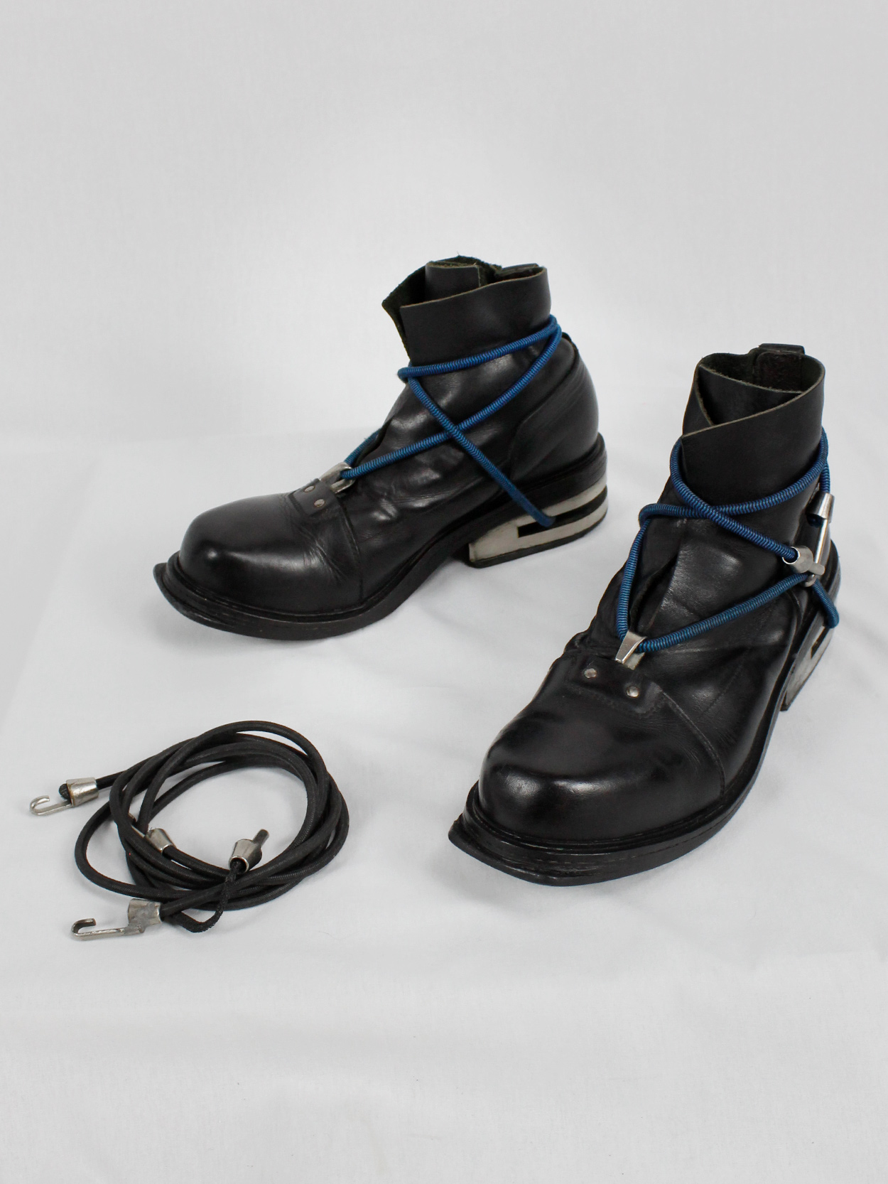 Dirk Bikkembergs black mountaineering boots with metal heel and