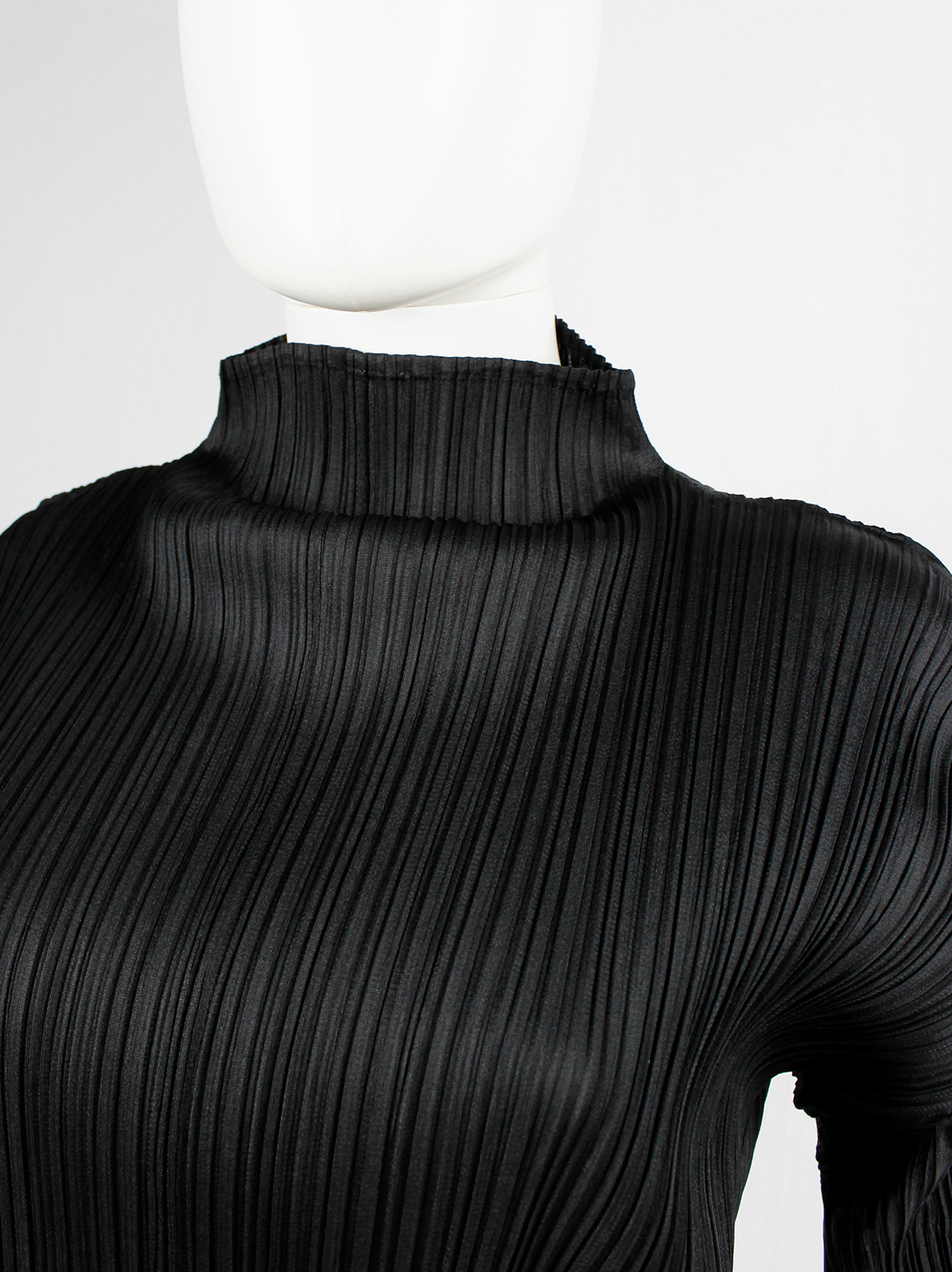 Issey Miyake Pleats Please black pleated jumper with mock