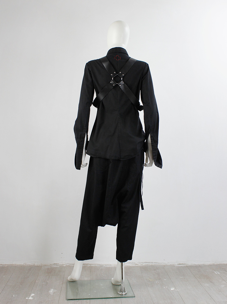 Noir Kei Ninomiya cream wool harness with black leather bondage