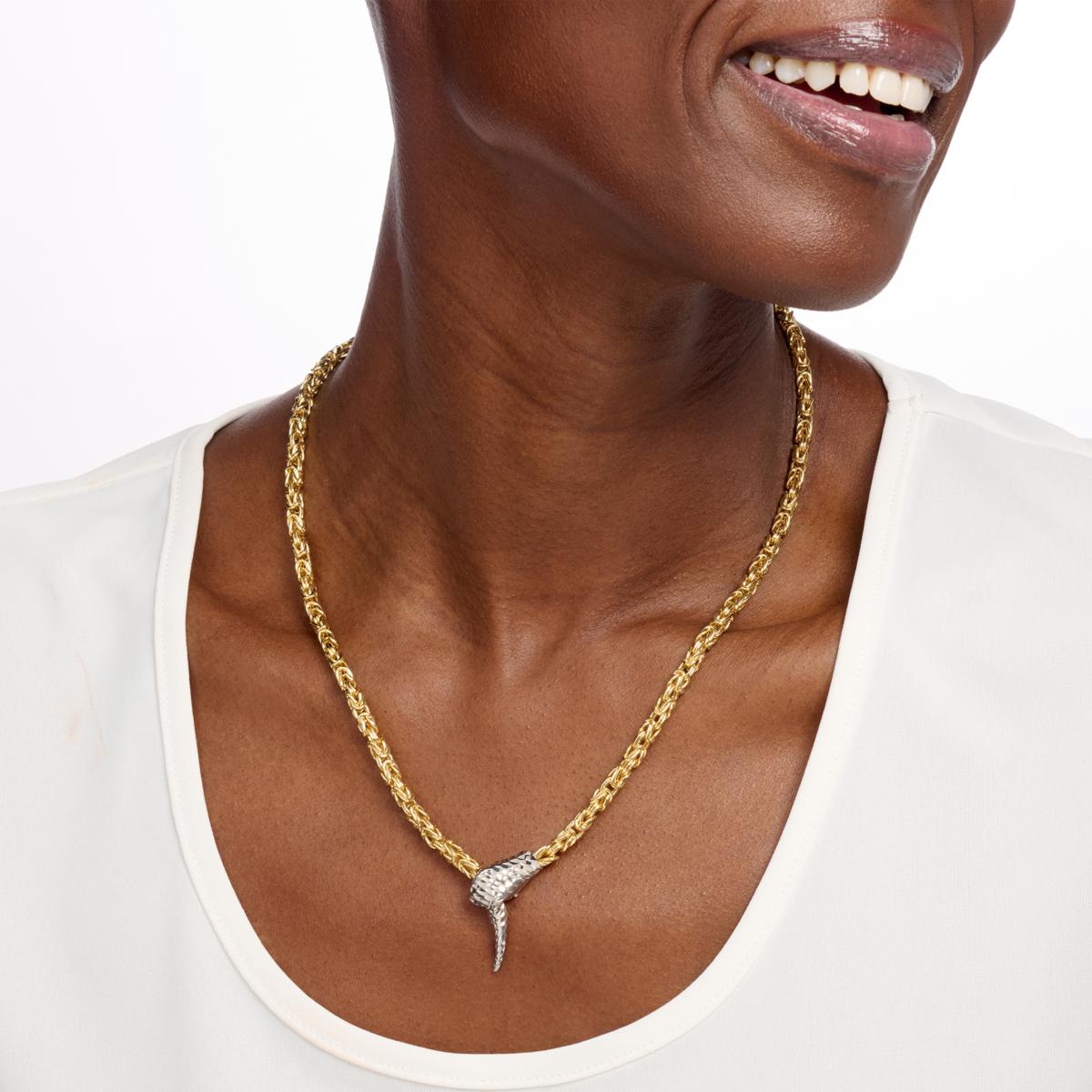 Bellezza Bronze Snake Design Byzantine-Link Chain Necklace | HSN