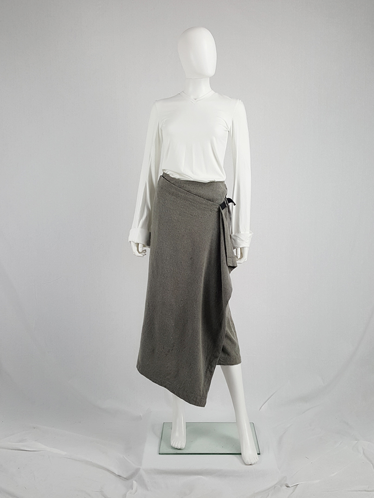 Comme des Garçons tricot grey wrap skirt with belt — AD 1992
