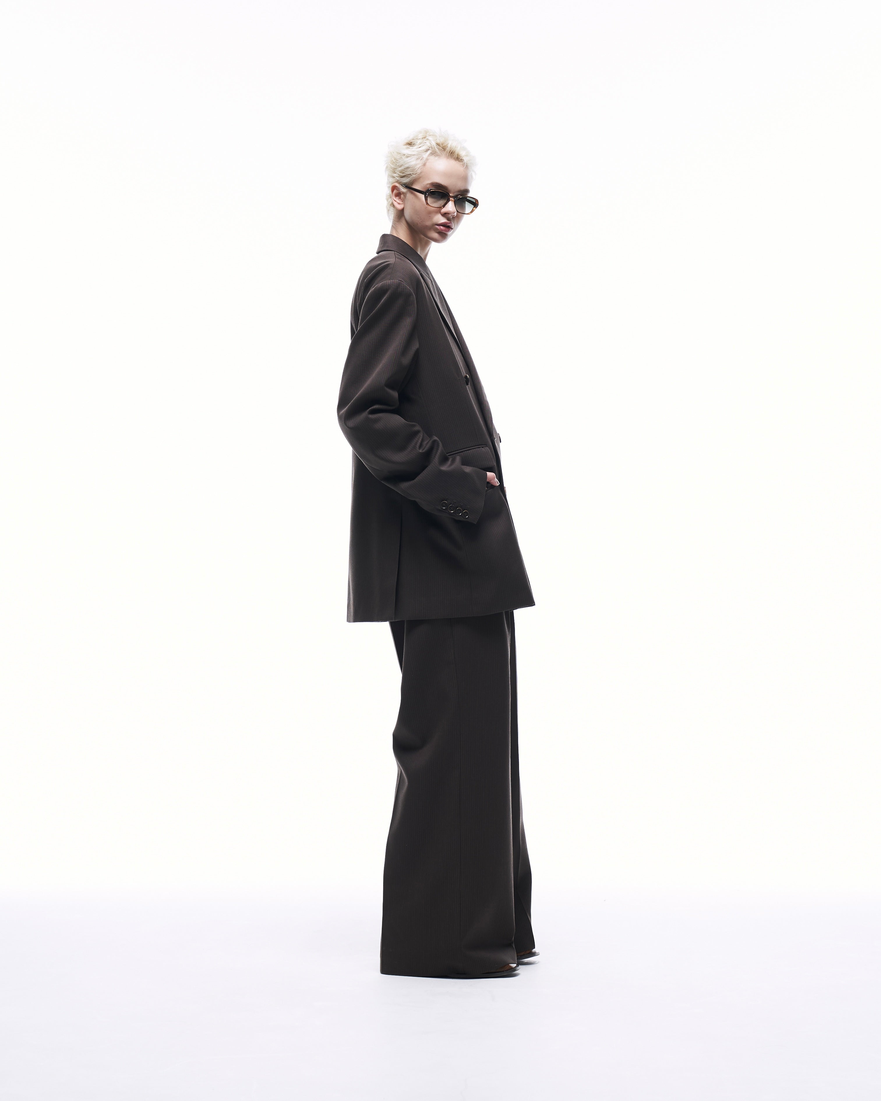 WIDE STRAIGHT BUGGY WOOL SLACKS （STRIPED） – ILEAN
