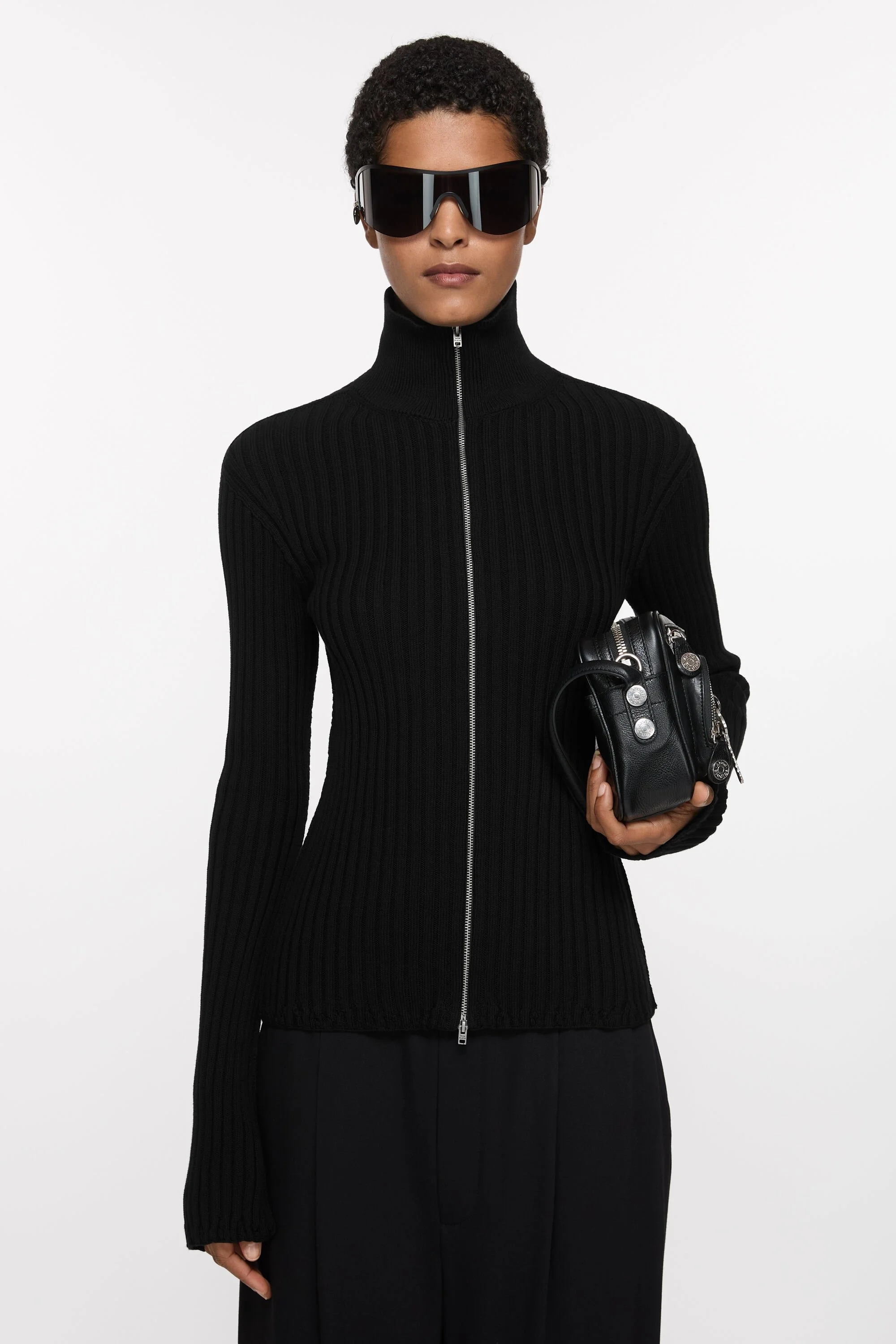 Acne Studios Zip up cardigan - Black | REVERSIBLE