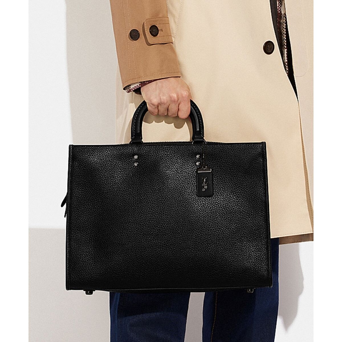 COACH トートバッグ ビジネスバッグ ブラック レザー A4 コーチ coach