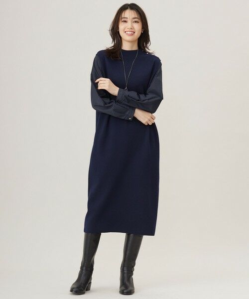 セール】 【洗える】CLOTH COMBI KNIT ワンピース （ミニ丈・ひざ丈