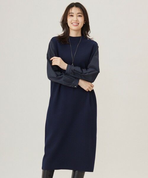 セール】 【洗える】CLOTH COMBI KNIT ワンピース （ミニ丈・ひざ丈