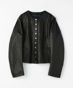 セール】 ライトセミベジタブルレザー ノーカラージャケット （レザー