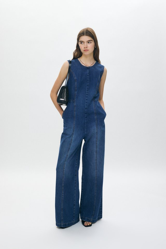 MOUSSY | BACK SLIT DENIM オールインワン (オールインワン ) |SHEL