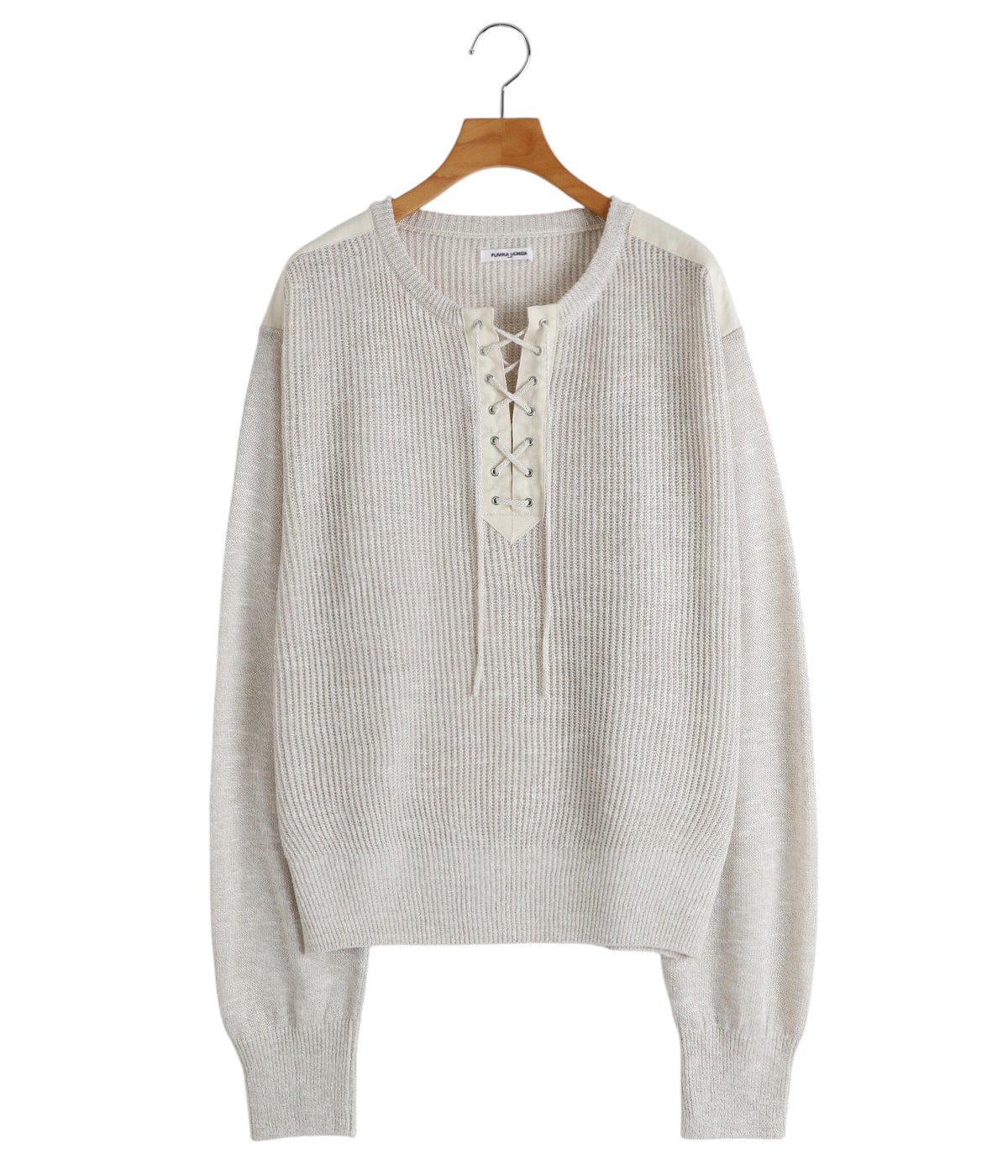 レディース】KNITTED LINEN LACE-UP LONG SLEEVE | FUMIKA_UCHIDA