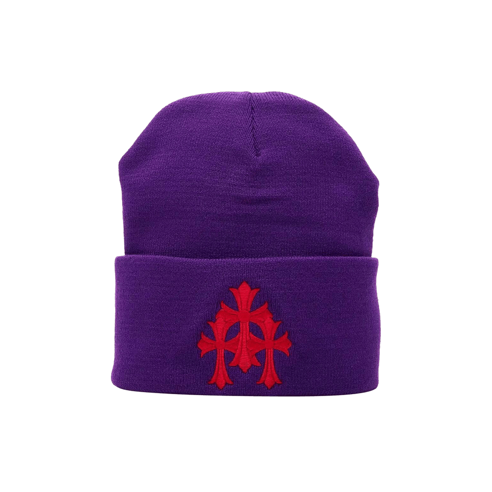 Buy Chrome Hearts Triple Cross Watch Cap Beanie 'Purple/Red