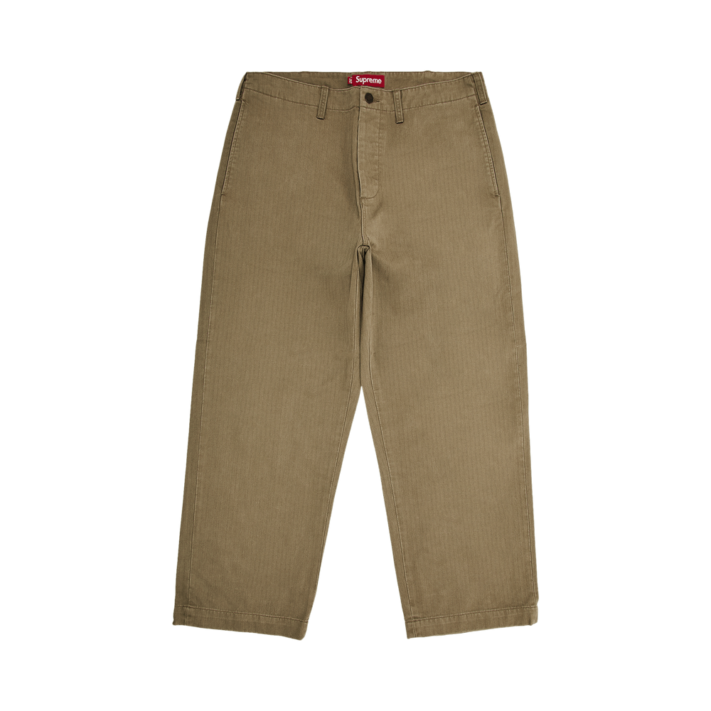 Buy Supreme Washed Herringbone Chino Pant 'Olive' - FW24P25 OLIVE