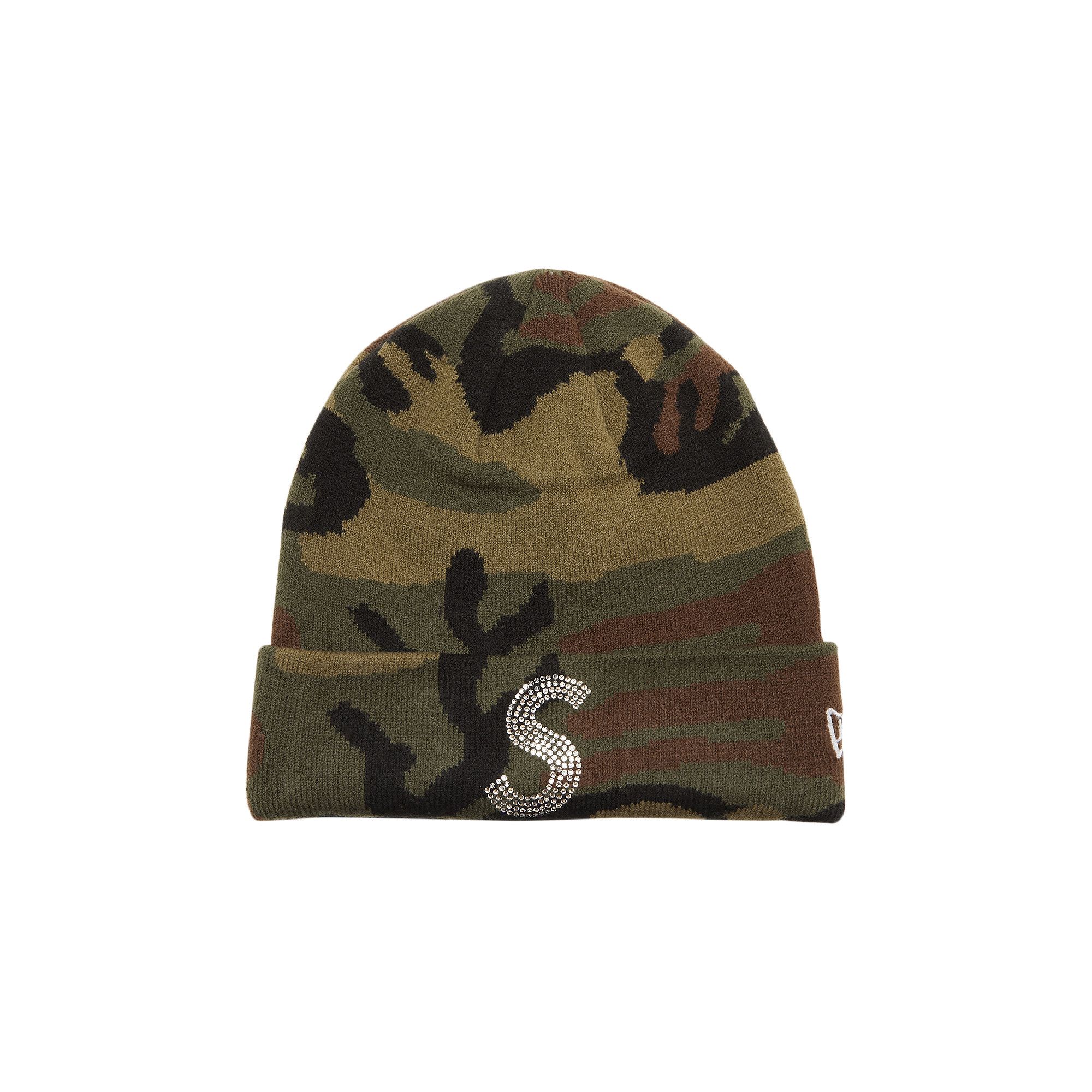 Buy Supreme x New Era x Swarovski S Logo Beanie 'Woodland Camo