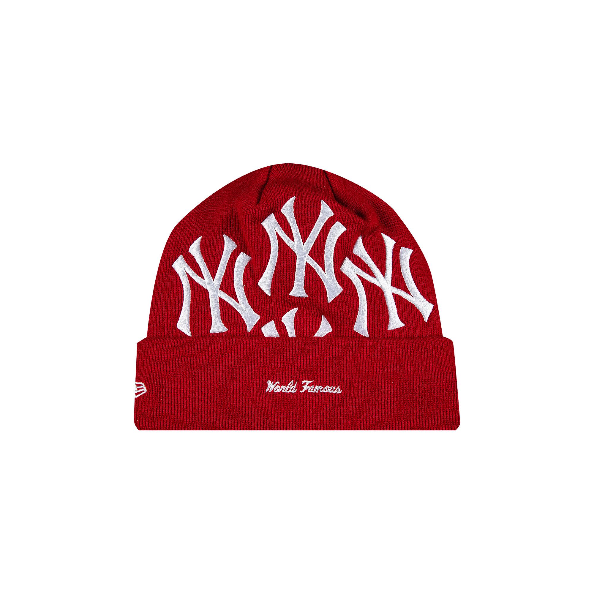Buy Supreme x New York Yankees x New Era Box Logo Beanie 'Red