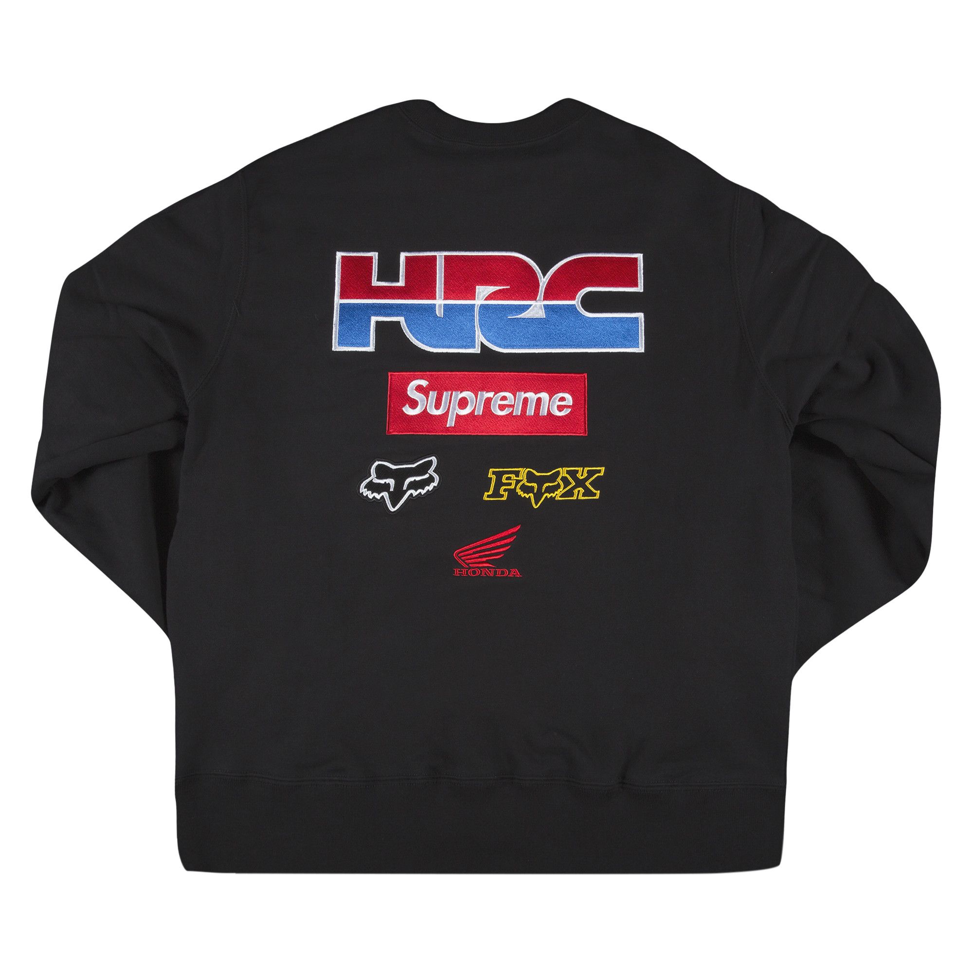 Buy Supreme x Honda Fox Racing Crewneck 'Black' - FW19SW6 BLACK | GOAT