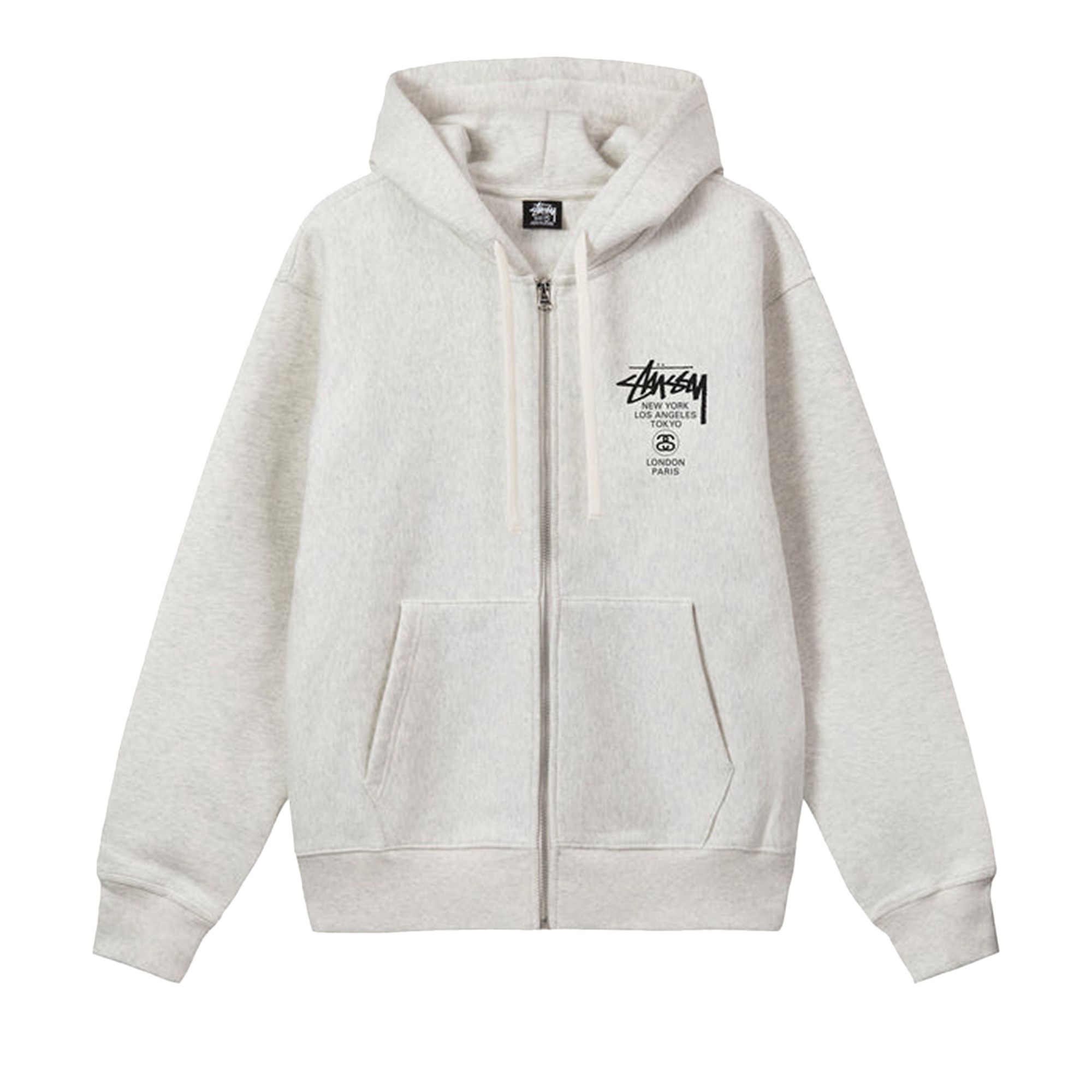 Buy Stussy World Tour Zip Hoodie 'Ash Heather' - 3973713 ASH | GOAT