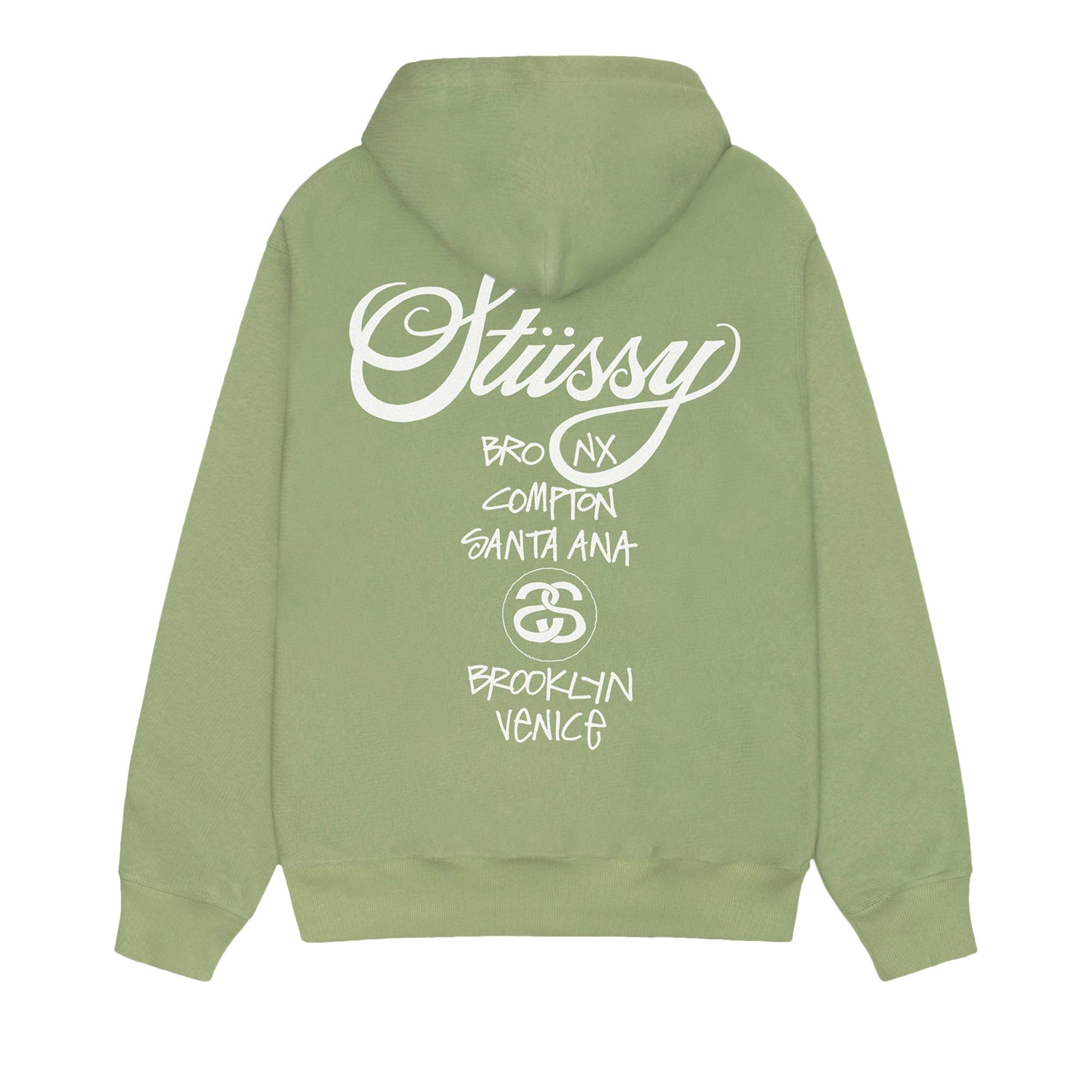 Buy Stussy World Tour Zip Hoodie 'Moss' - 3973792 MOSS | GOAT