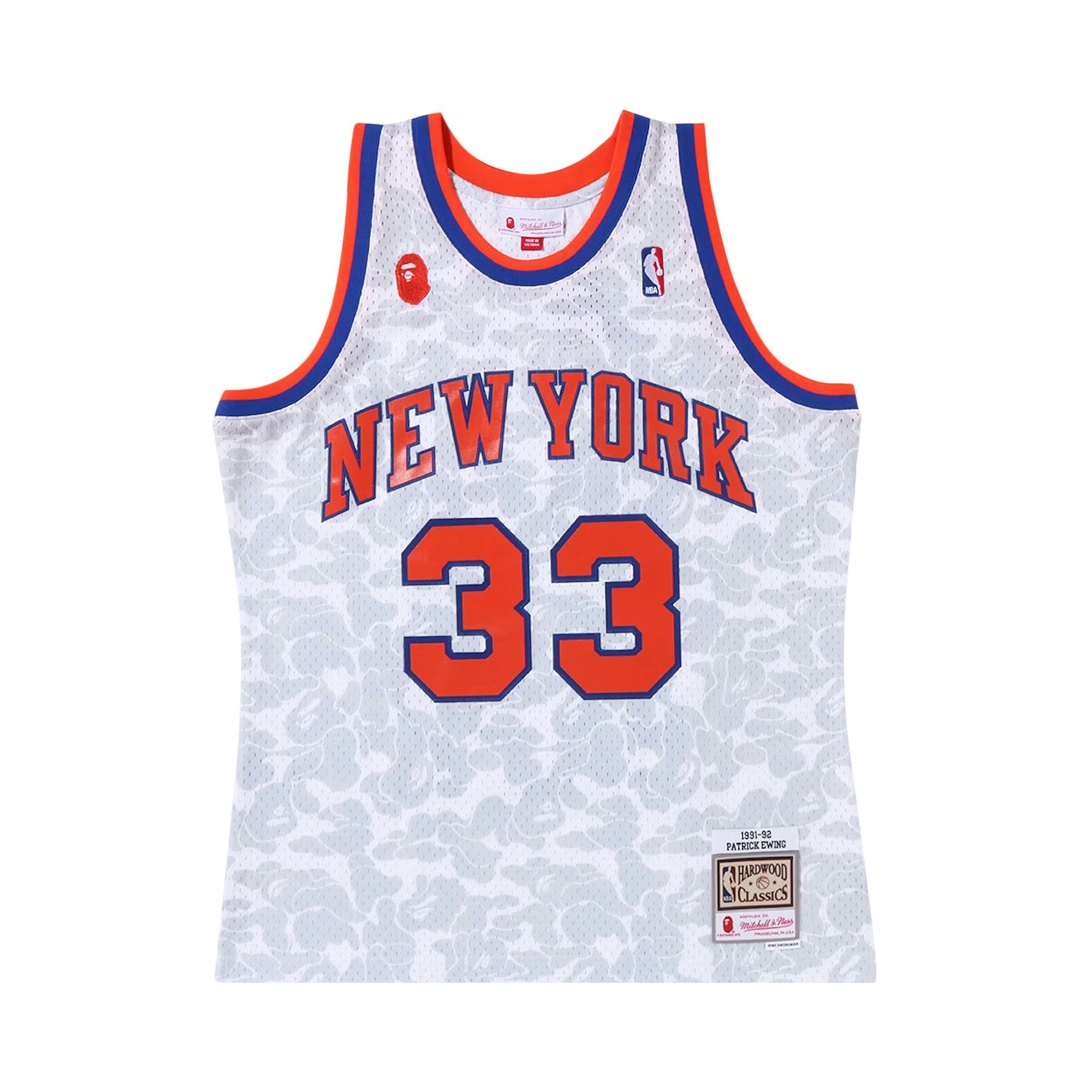 Buy BAPE x Mitchell & Ness New York Knicks Ewing Jersey 'White