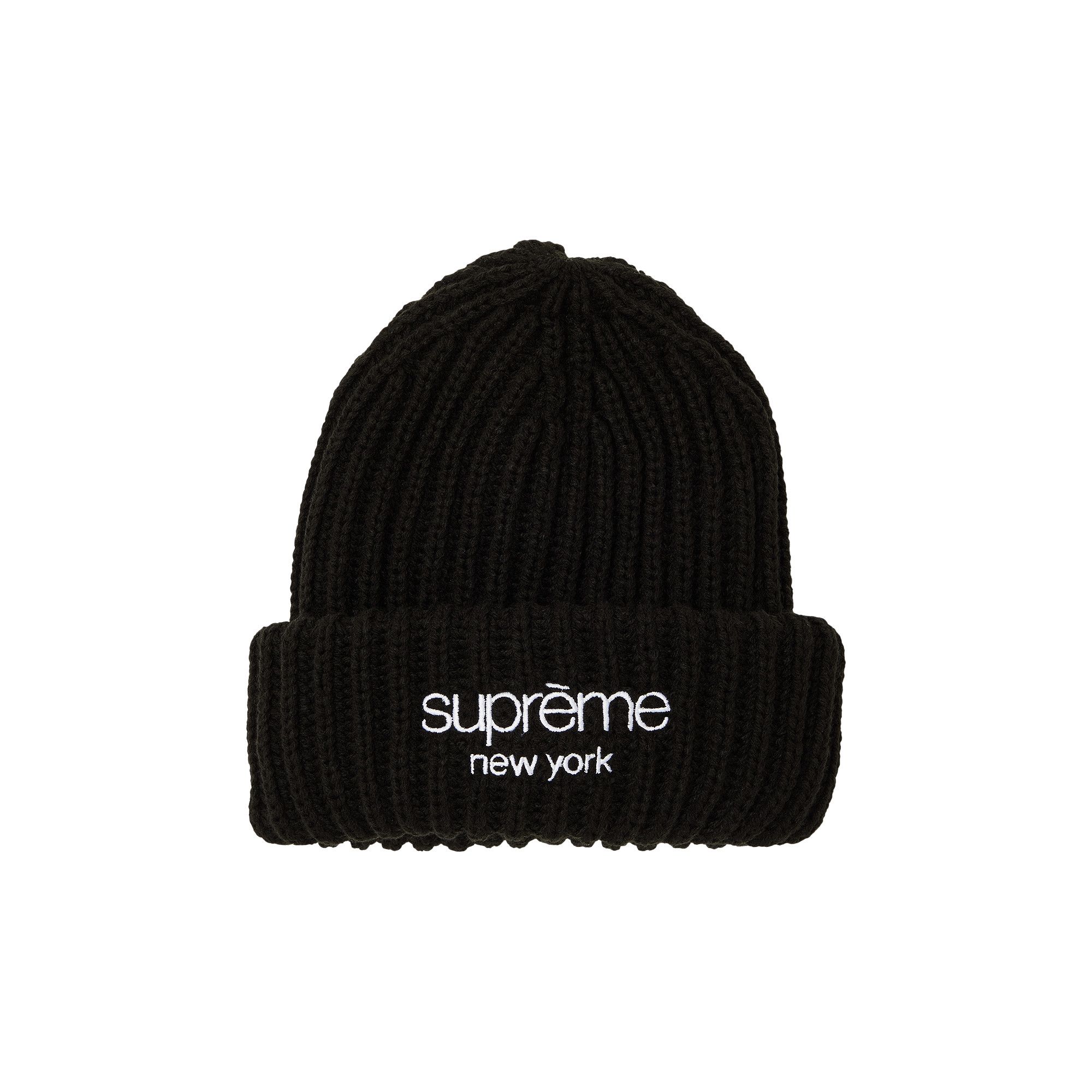 Buy Supreme Classic Logo Chunky Ribbed Beanie 'Black' - FW23BN90