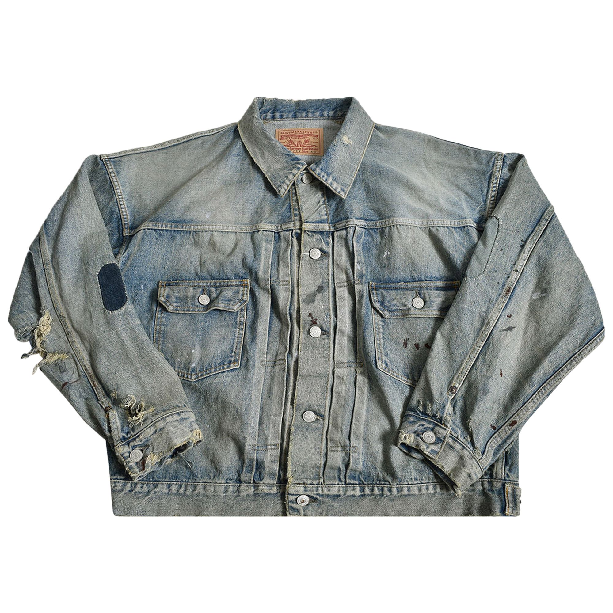 Buy SAINT Mxxxxxx x BerBerJin Damage Denim Jacket 'Blue' - SM A23