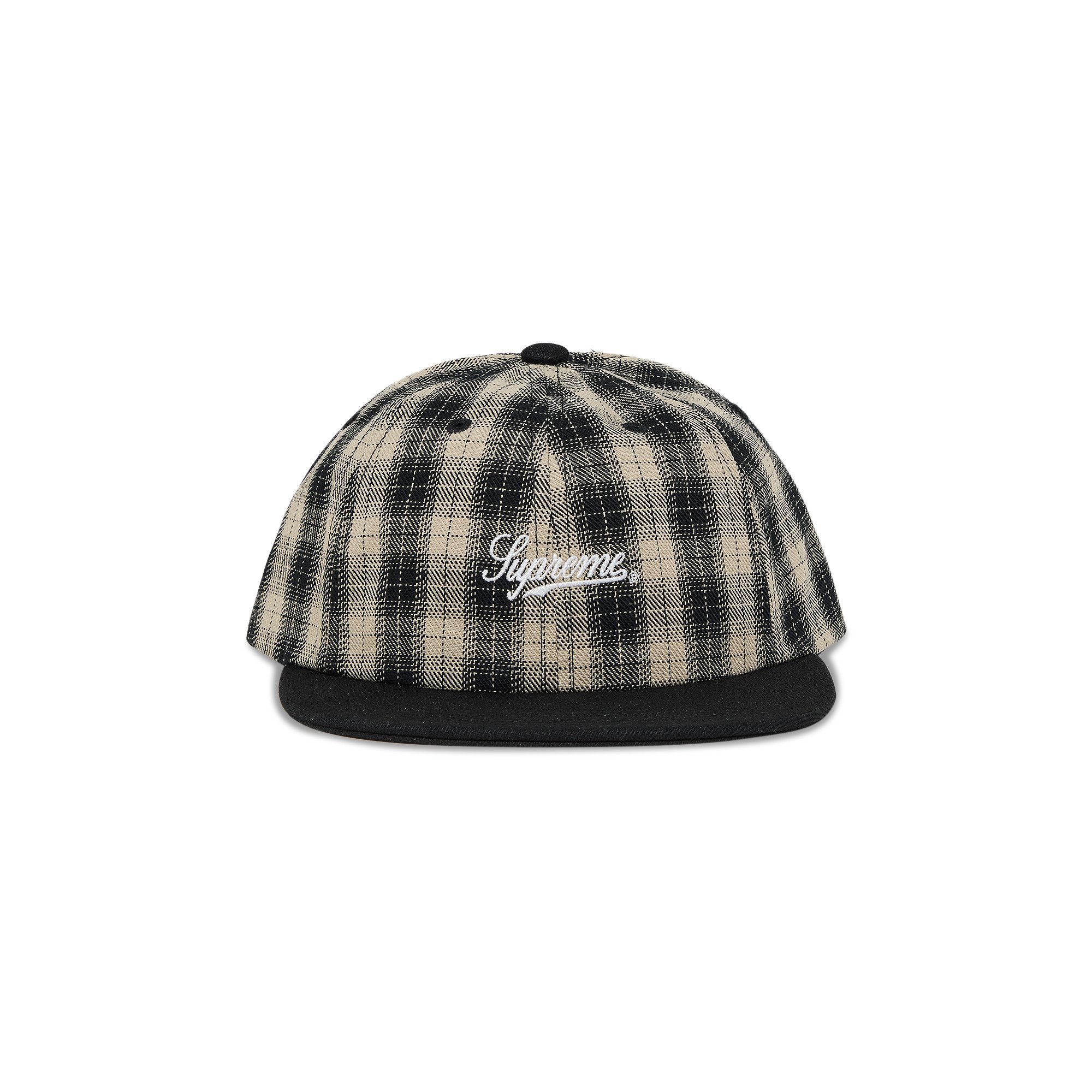 Buy Supreme Script Logo 6-Panel 'Black Plaid' - SS24H90 BLACK