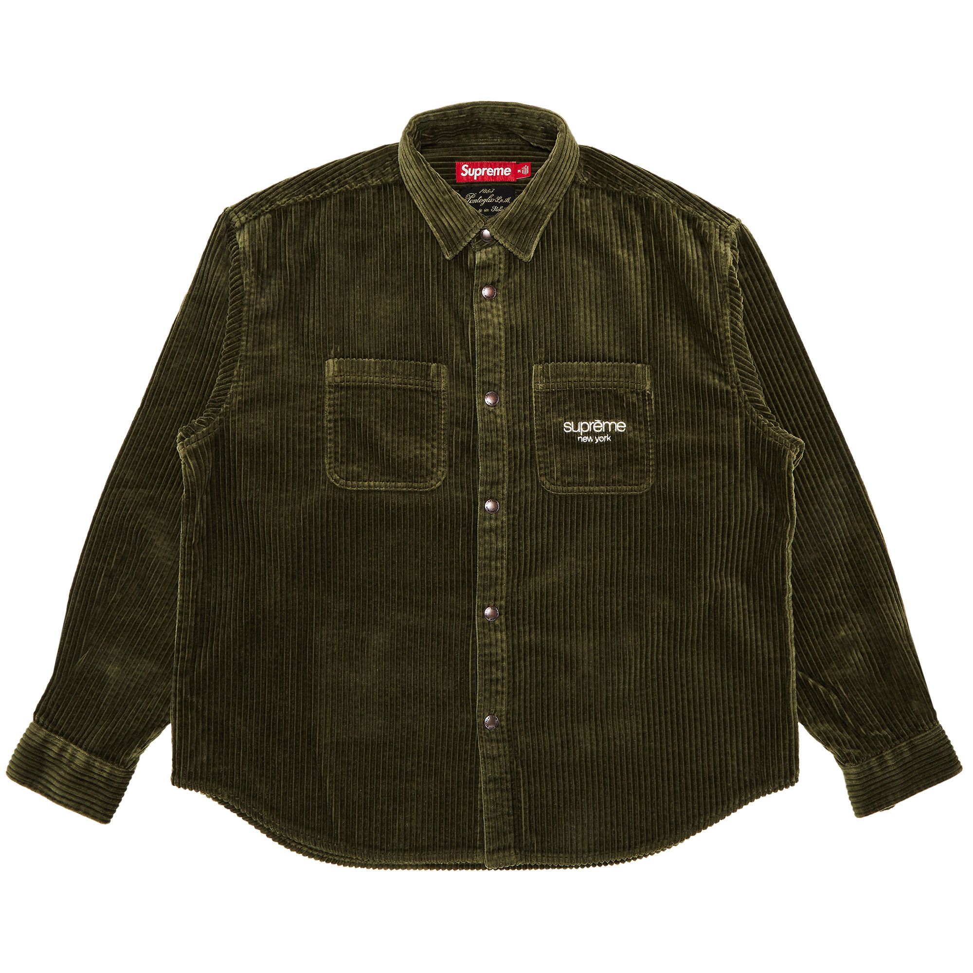 Buy Supreme Wide Wale Corduroy Snap Shirt 'Olive' - FW24S41 OLIVE