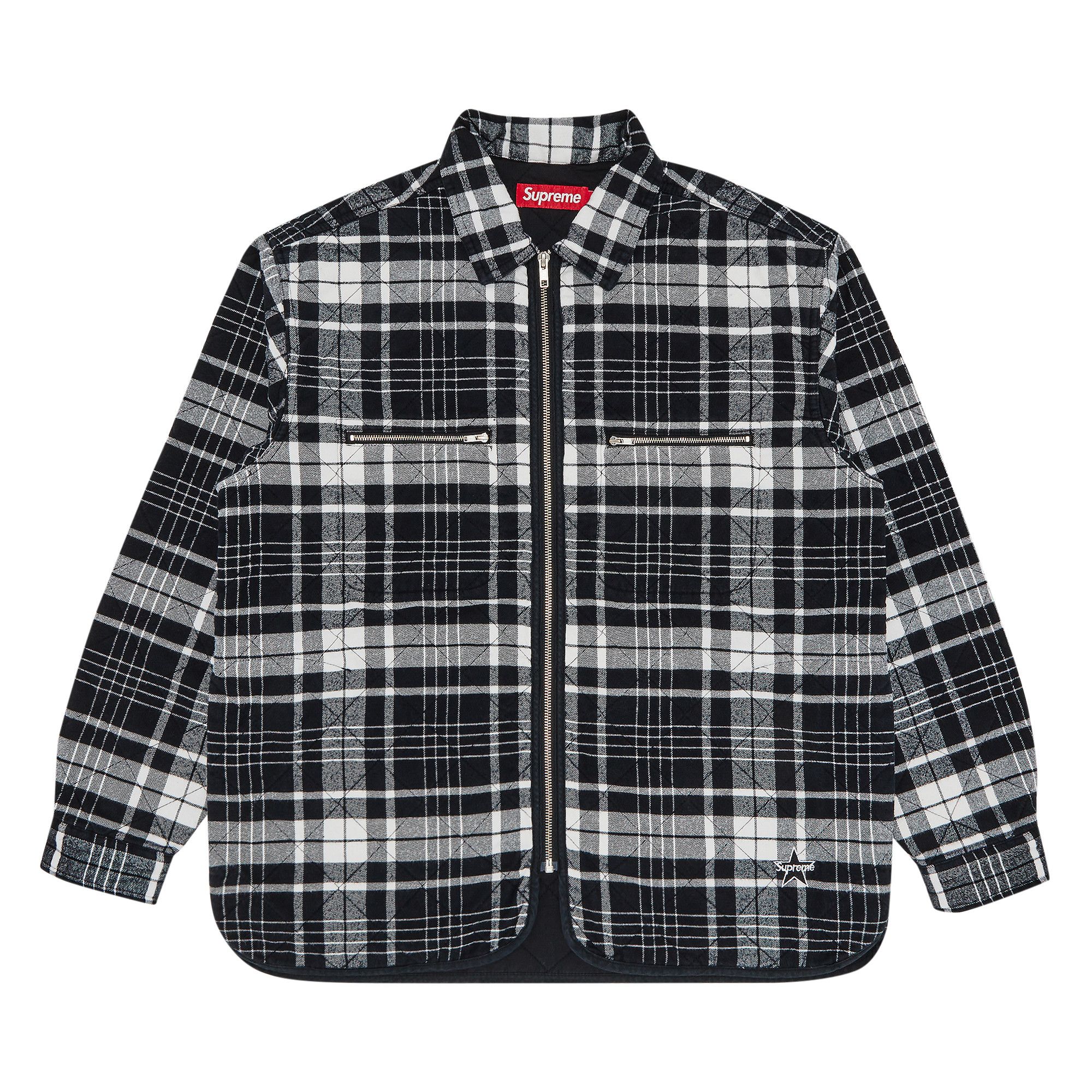 Buy Supreme Quilted Flannel Zip Up Shirt 'Black' - FW24S37 BLACK