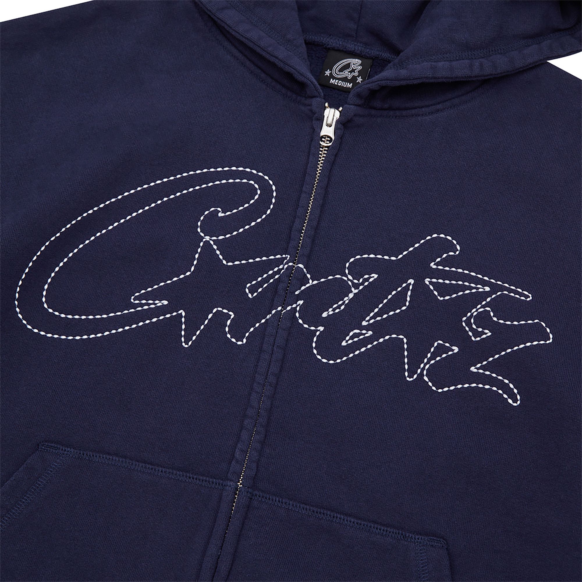 Buy Corteiz Thick Stitch Allstarz Zip Hoodie 'Navy' - 07892
