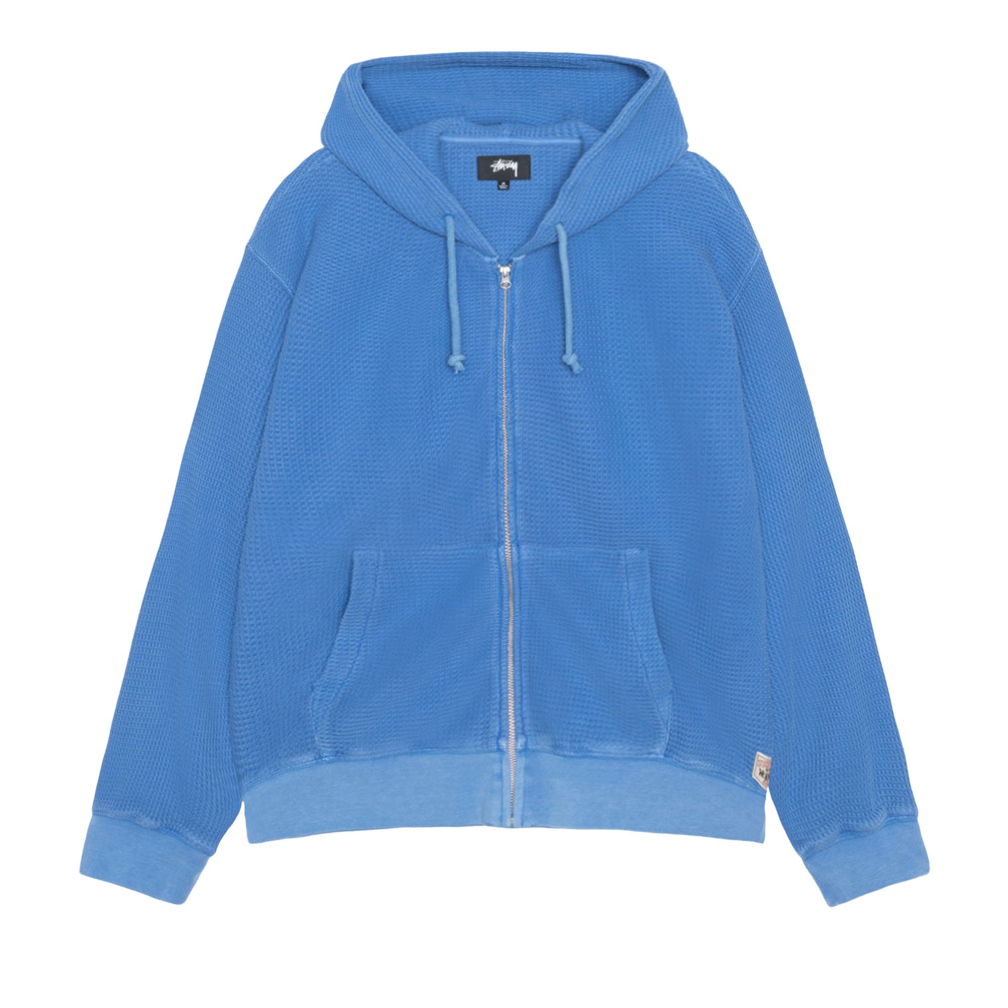 Buy Stussy Double Layer Waffle Zip Hoodie 'Blue' - 1140360 BLUE | GOAT