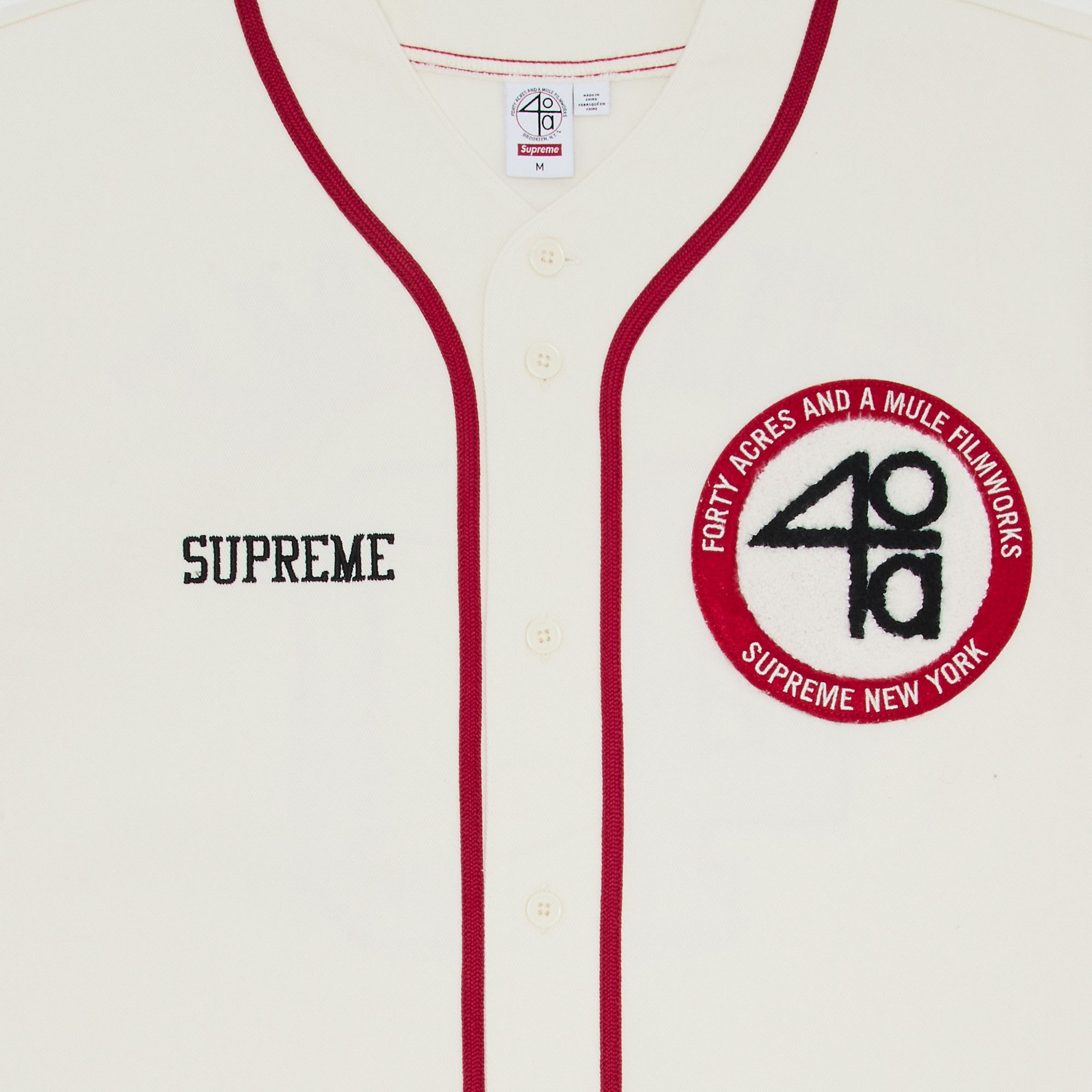 Buy Supreme x 40 Acres Twill Baseball Jersey 'Natural' - SS25KN38