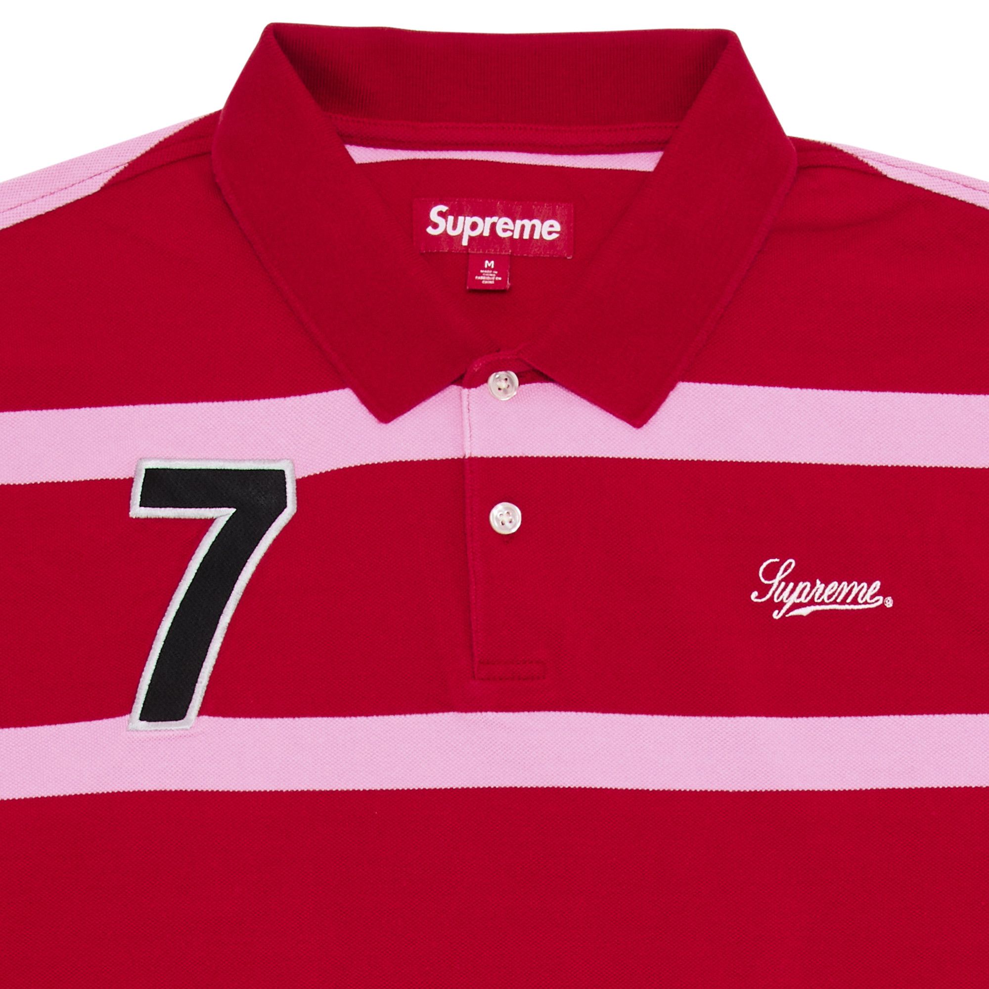 Buy Supreme Cursive Polo 'Red Stripe' - SS25KN91 RED STRIPE | GOAT