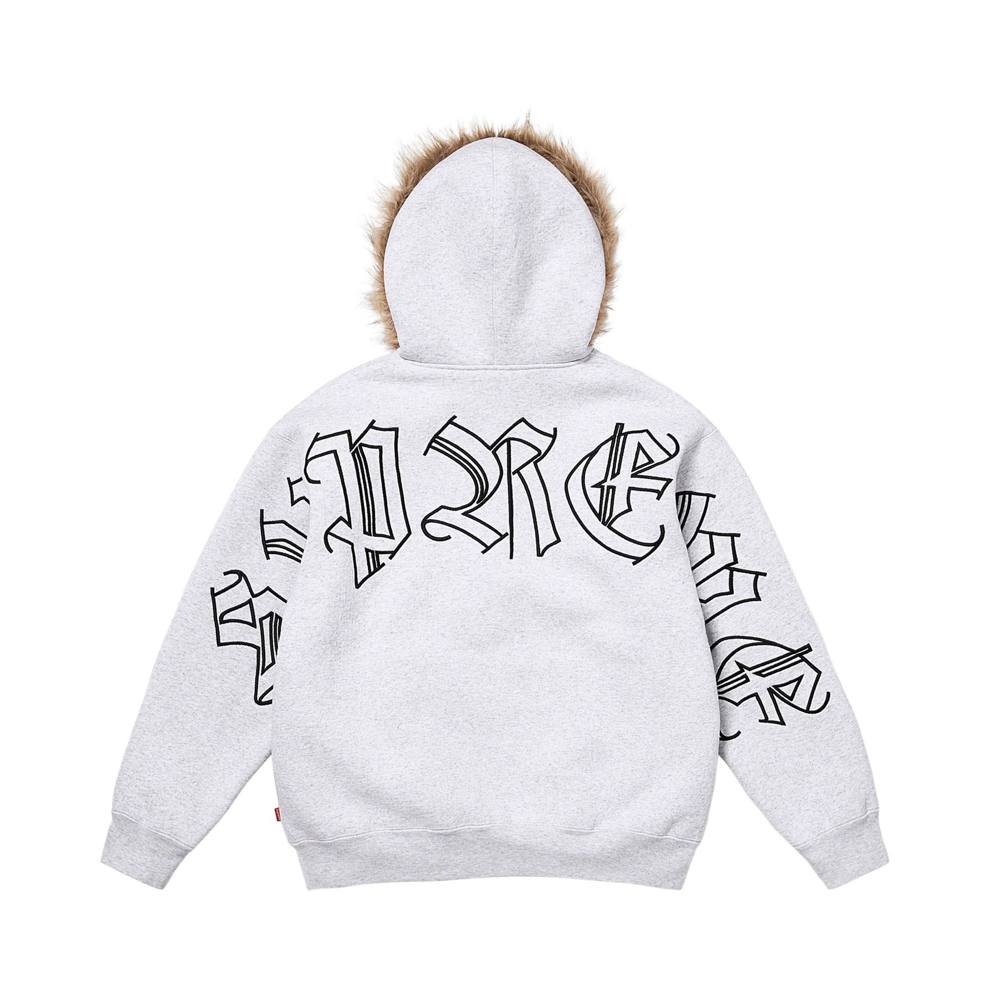 Buy Supreme Faux Fur Zip Up Hooded Sweatshirt 'Ash Grey
