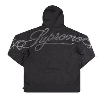 Buy Supreme Rhinestone Script Hooded Sweatshirt 'Black' - FW19SW61