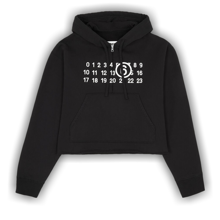 Buy MM6 Maison Margiela Number Logo Print Zip Up Hoodie 'Black