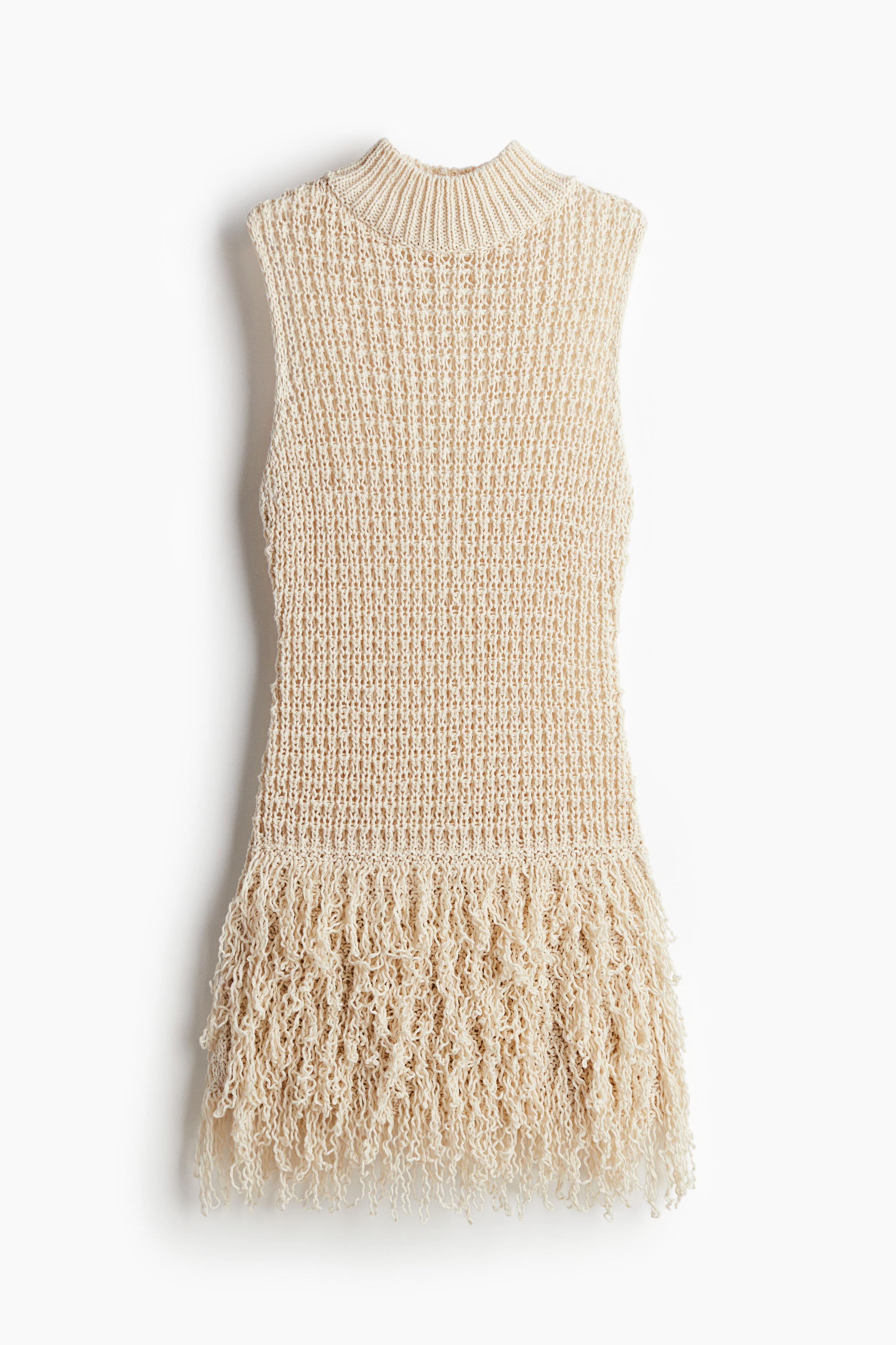 Fringed Knit Dress - Light beige - Ladies | H&M US
