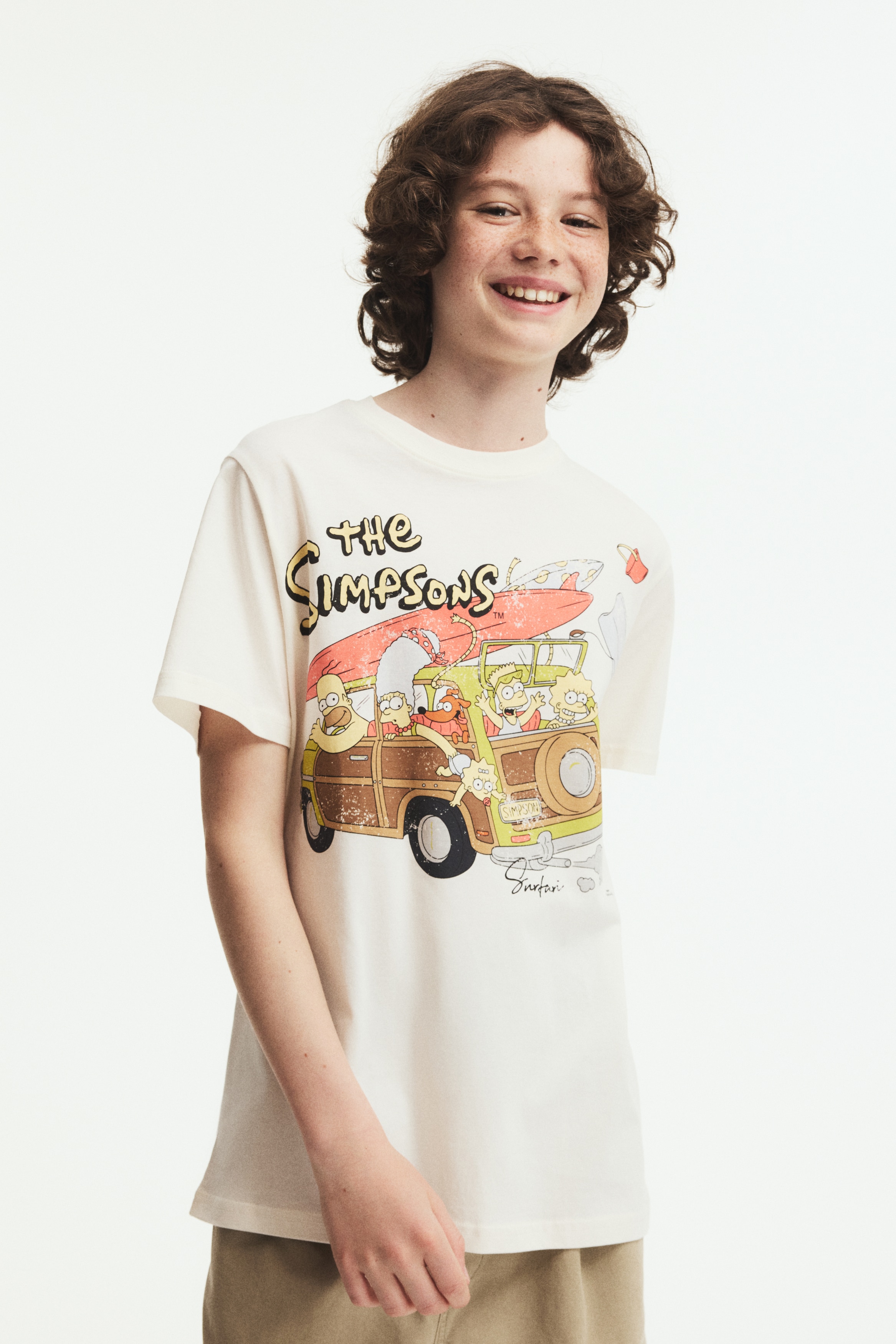 Cotton T-Shirt with Printed Motif - White/The Simpsons - Kids | H&M US