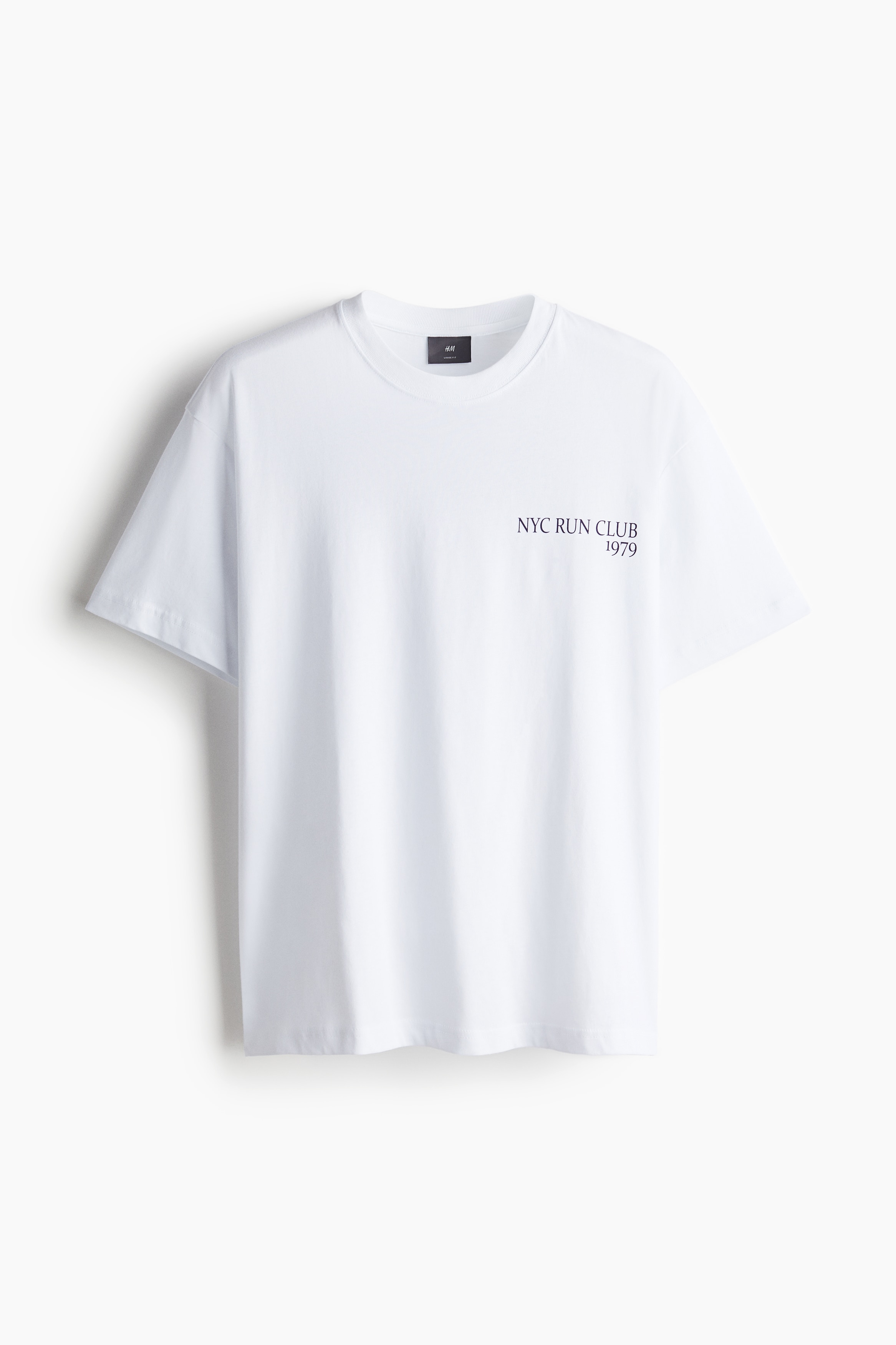 Loose Fit Printed T-shirt - White/NYC Run Club - Men | H&M SG