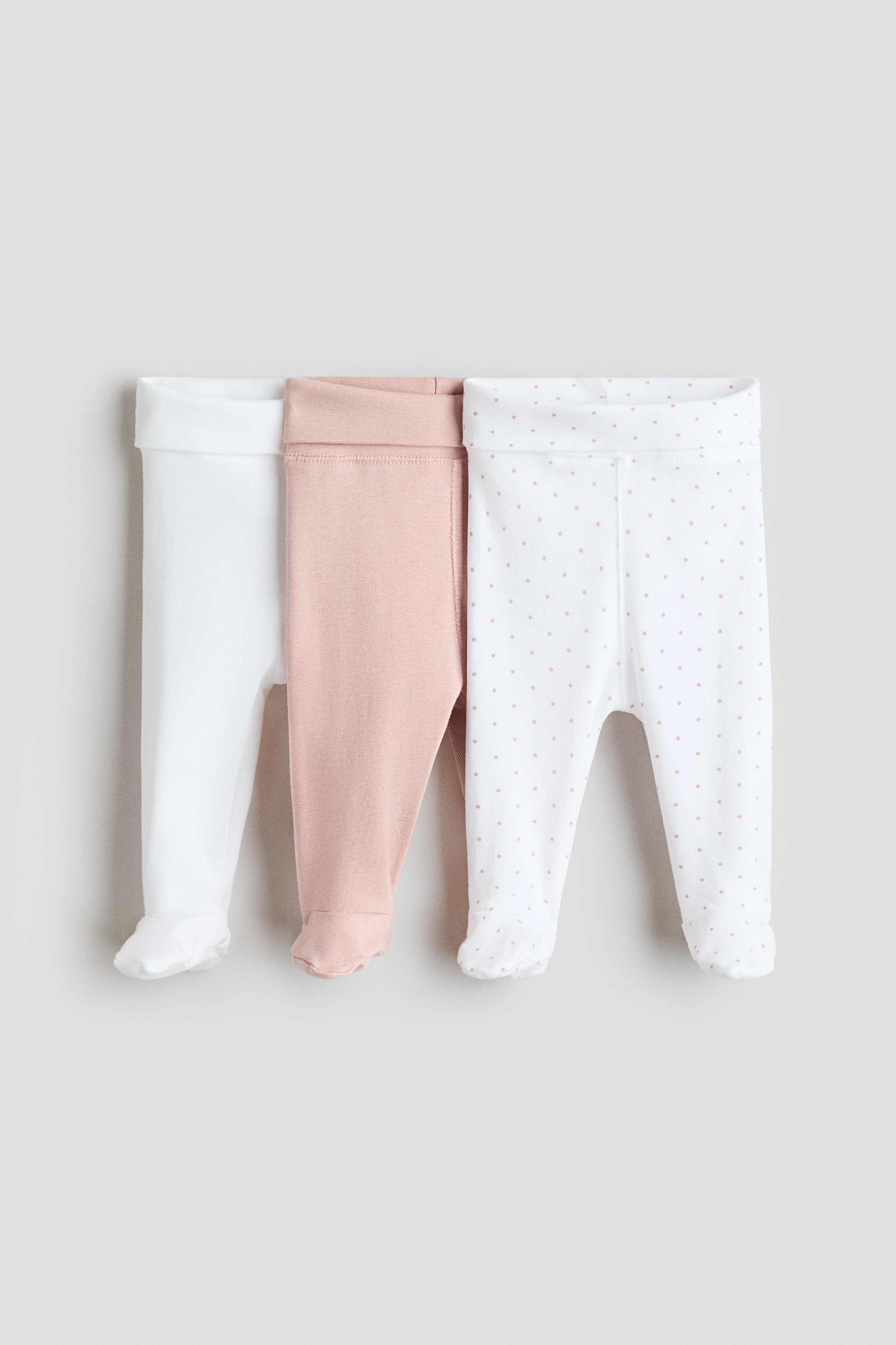 3-pack Foldover-Waist Leggings - Powder pink/dotted - Kids | H&M US
