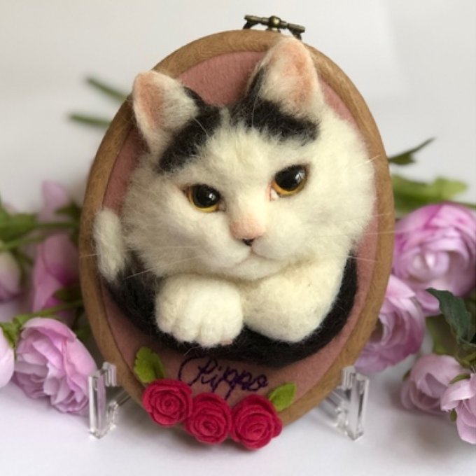 オーダーメイド】羊毛フェルト猫ポートレート《大タイプ上半身像