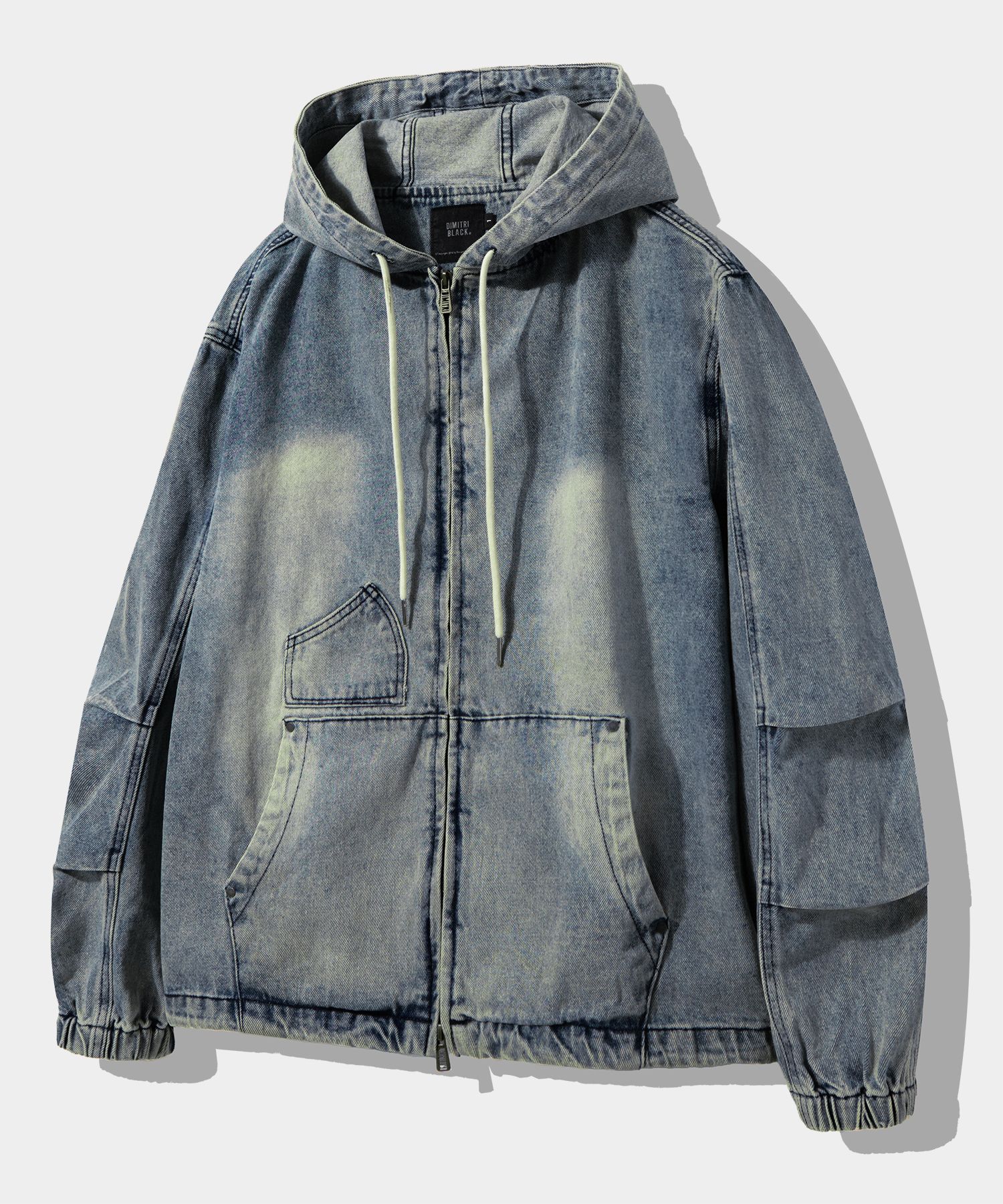 MUSINSA | DIMITRI BLACK Faded Washing OG Denim Hoodie Zip-Up_Light